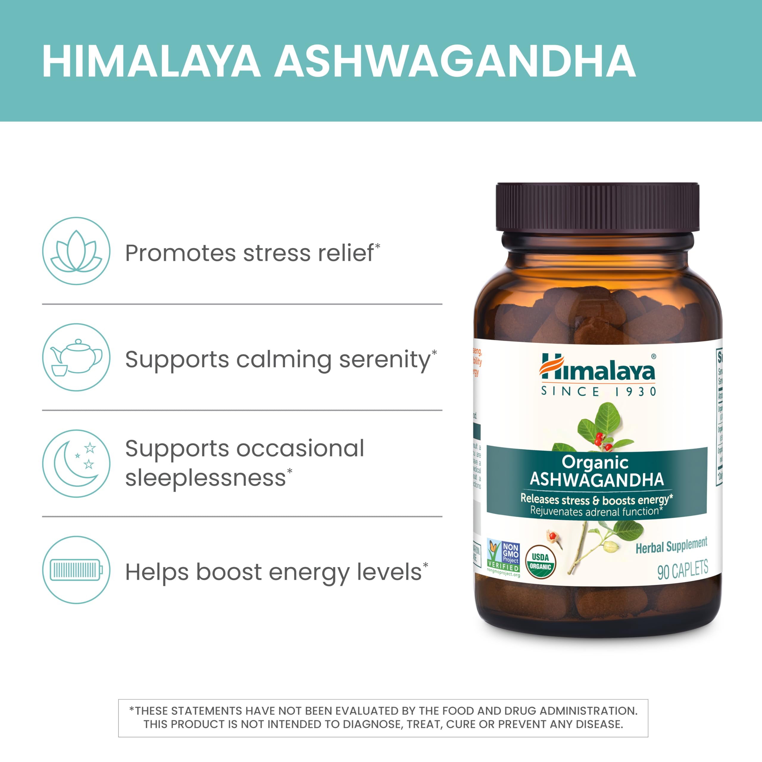 Himalaya Organic Ashwagandha Root – 30 Day Supply | Stress & Energy Support