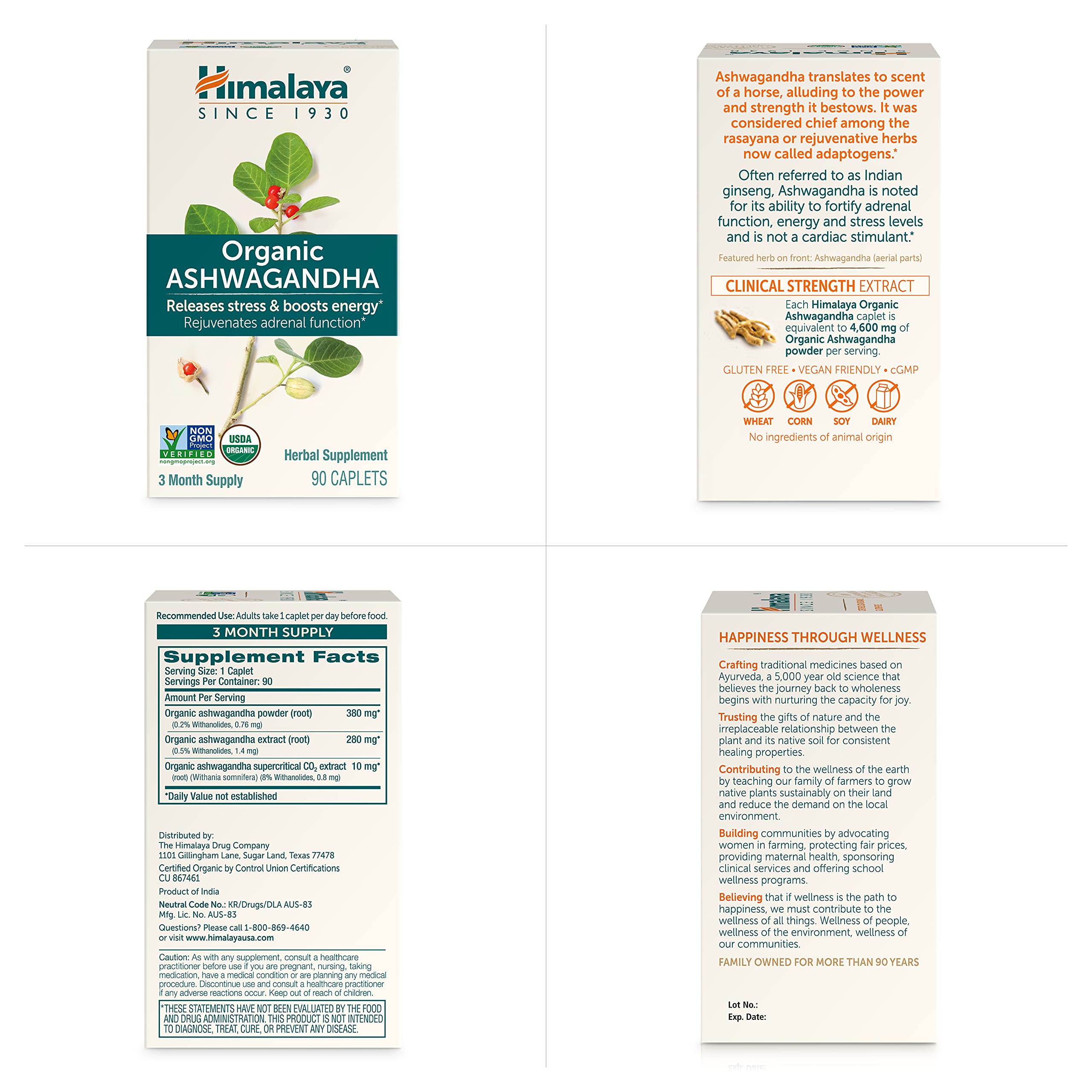Himalaya Organic Ashwagandha Root - 90 Day Supply | Stress & Adrenal Support