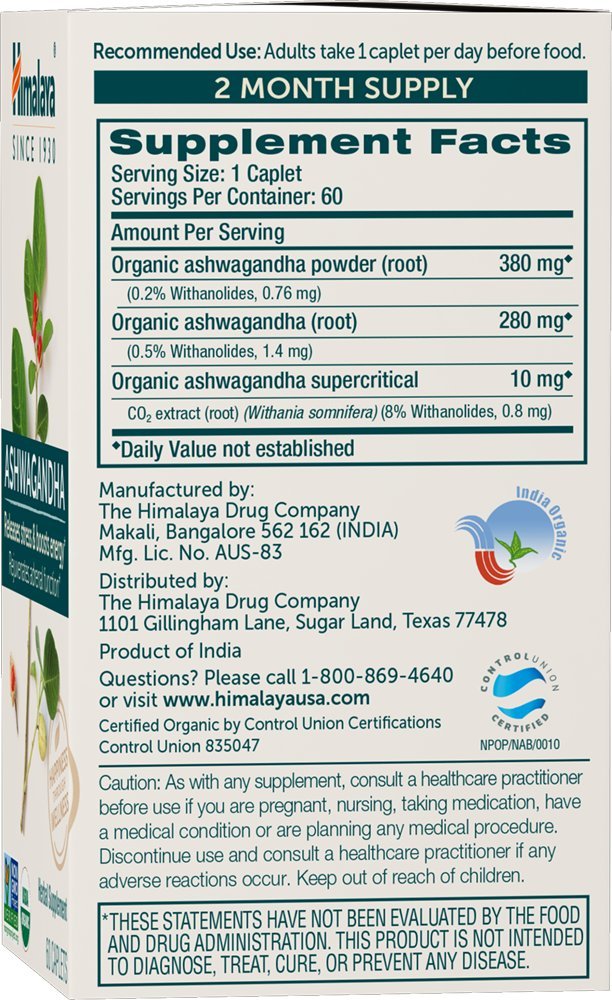 Himalaya Organic Ashwagandha Root – 120 Day Supply | Stress Relief & Energy Support