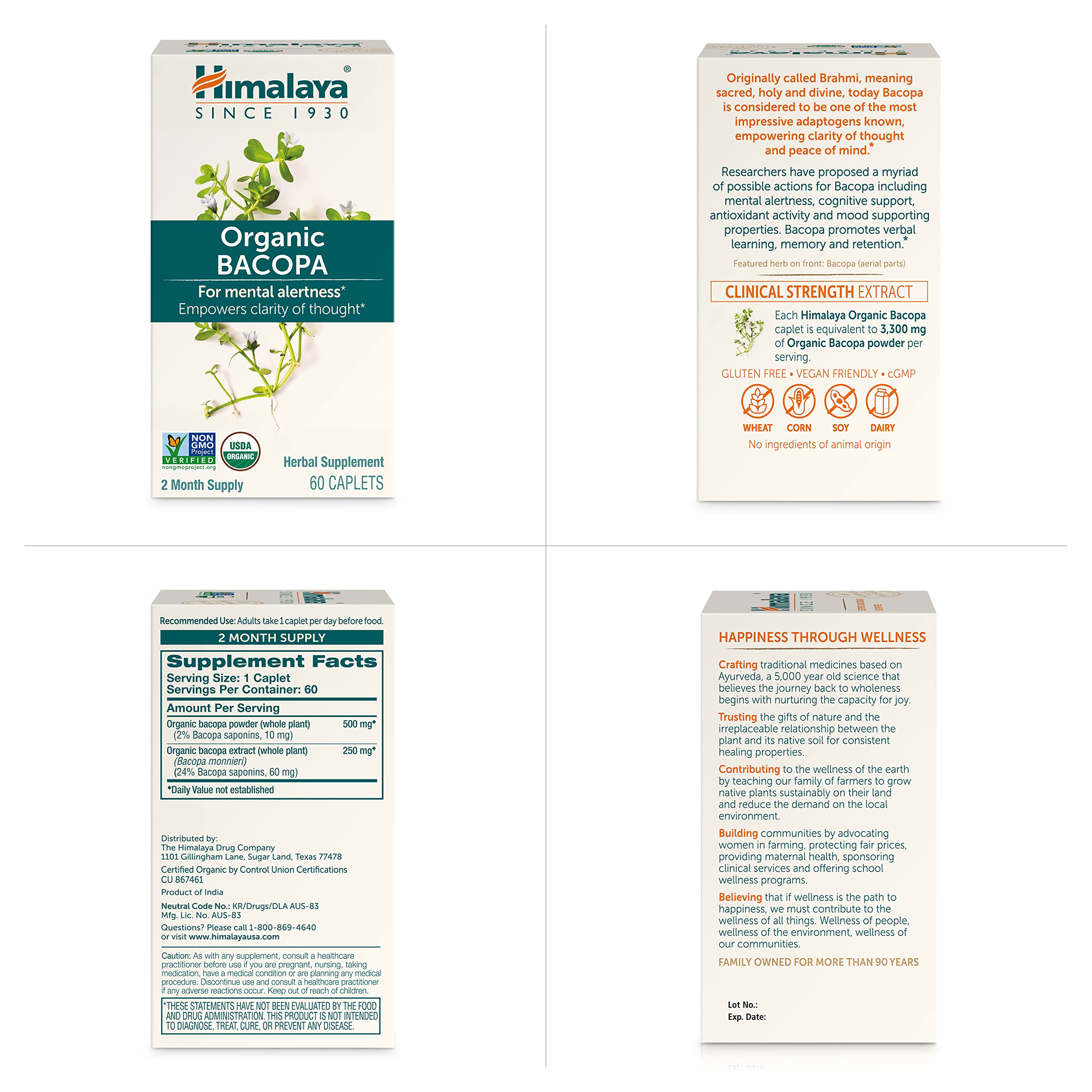 Himalaya Bacopa Monnieri Nootropic – Organic 750 mg, 60 Caplets