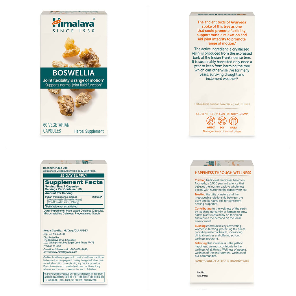 Himalaya Boswellia 250 mg – Joint Support & Mobility, 60 Capsules