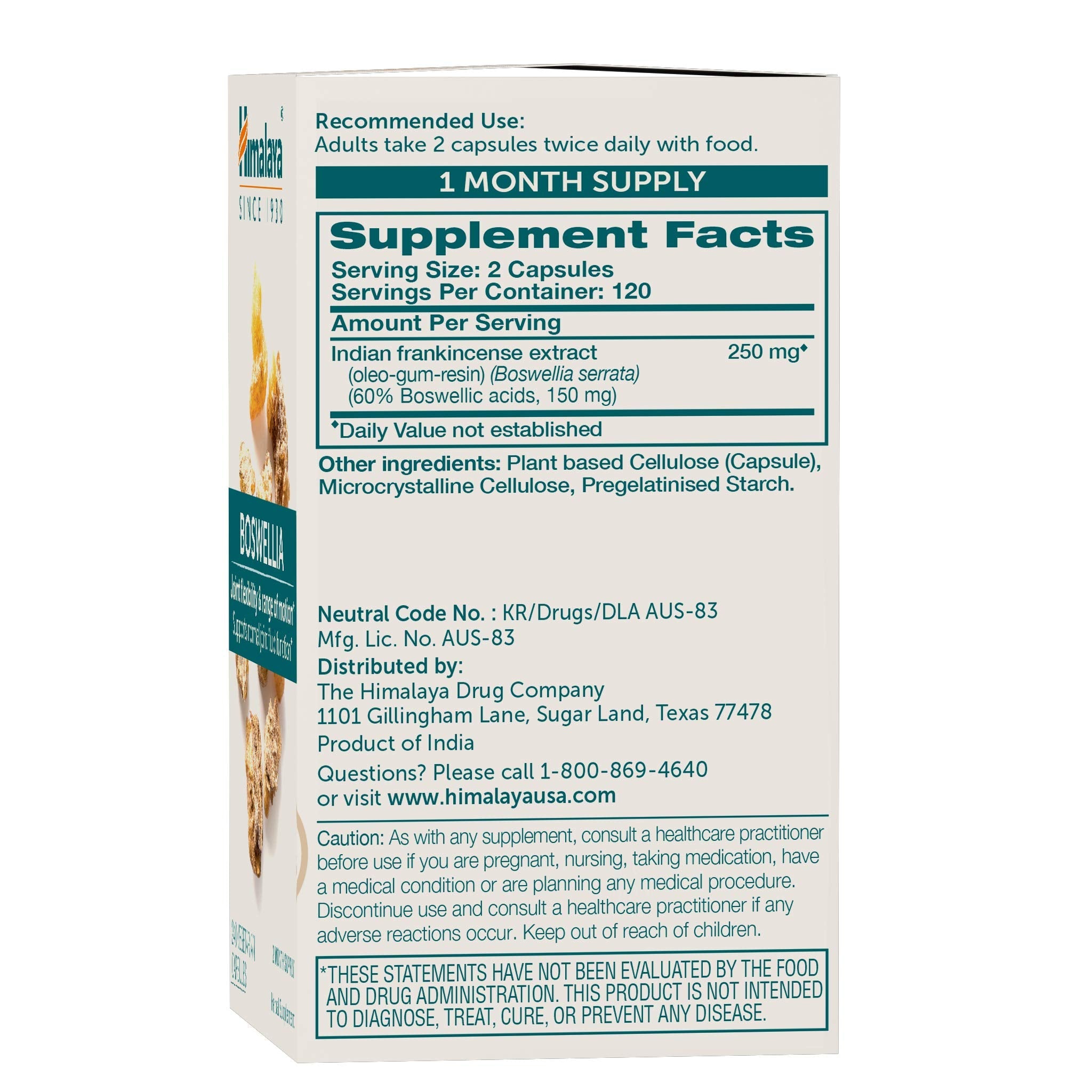 Himalaya Boswellia | Joint Support for Mobility & Flexibility – 250 mg, 240 Capsules