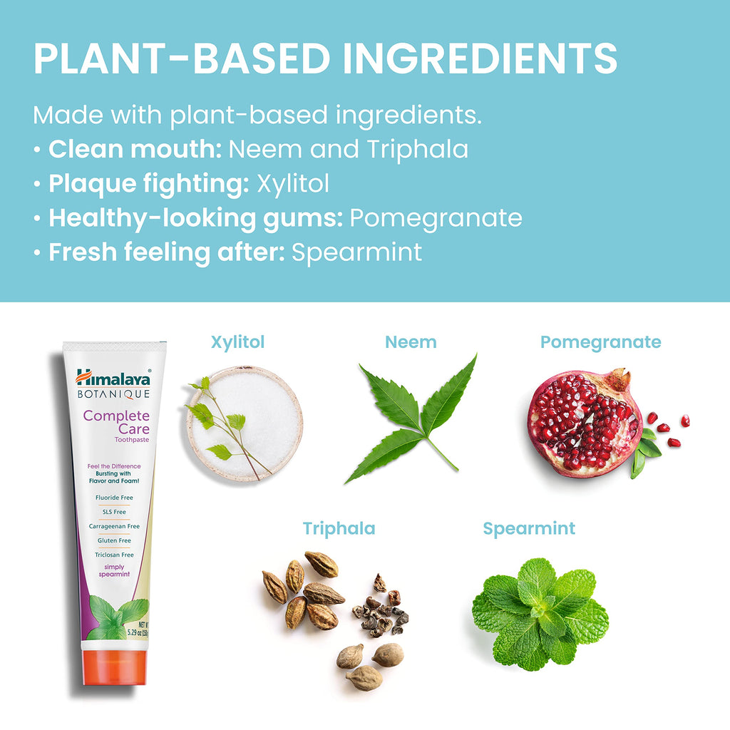 Himalaya Botanique Complete Care Toothpaste – Simply Spearmint, Plaque Reduction, 5.29 oz, 4 Pack