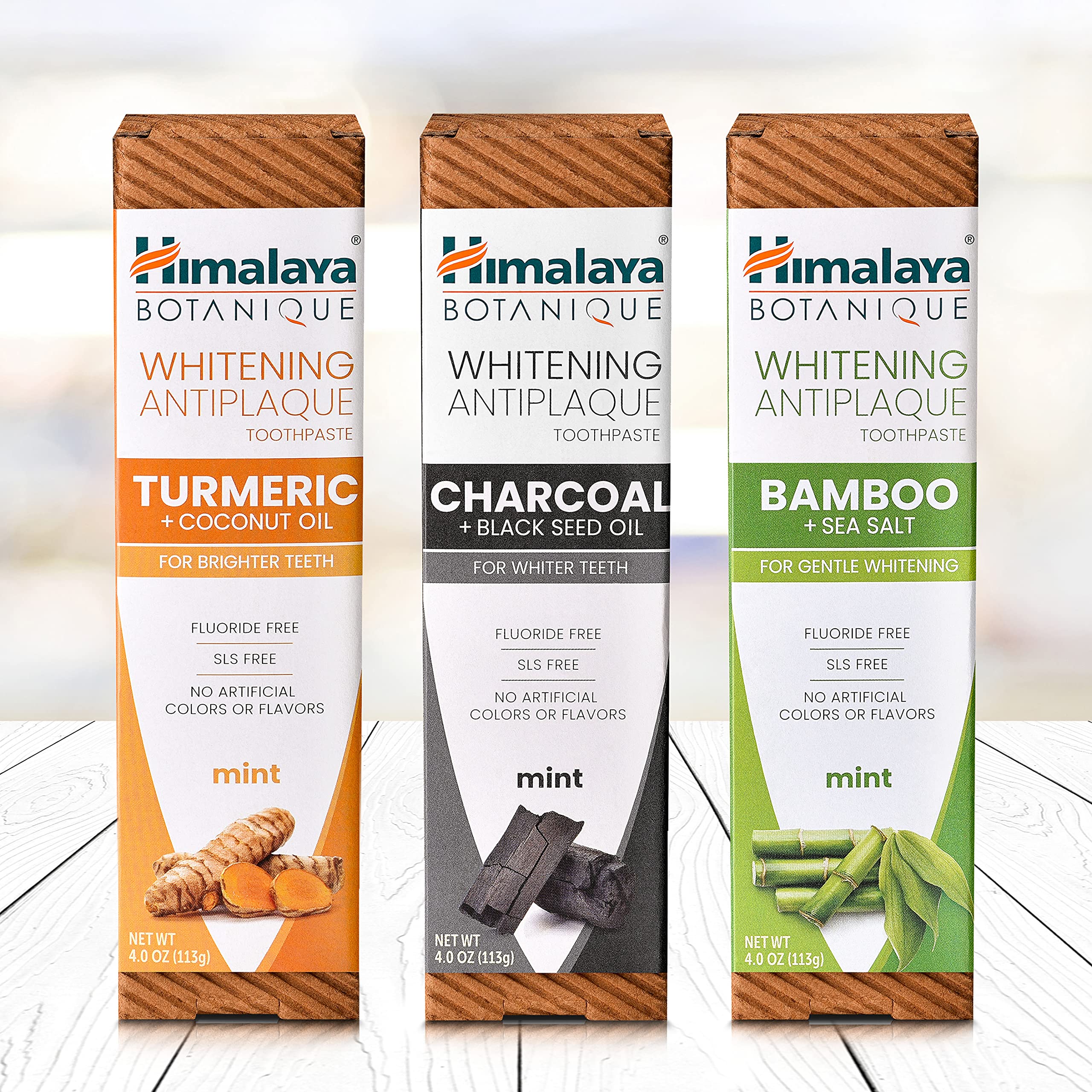 Himalaya Botanique Whitening Antiplaque Toothpaste – Bamboo & Sea Salt, Fluoride Free