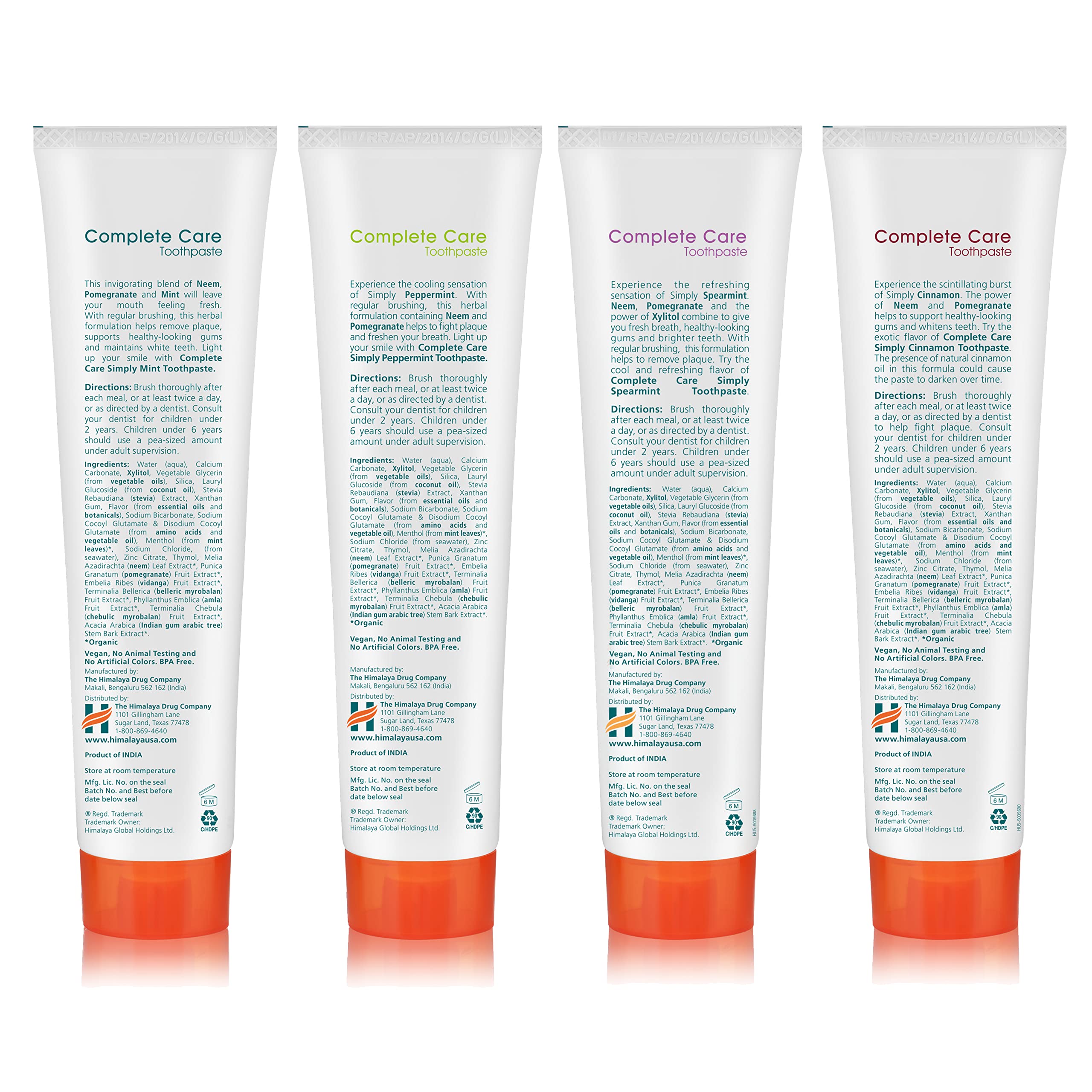 Himalaya Botanique Complete Care Toothpaste – Herbal 4-Pack, Fluoride Free, SLS Free