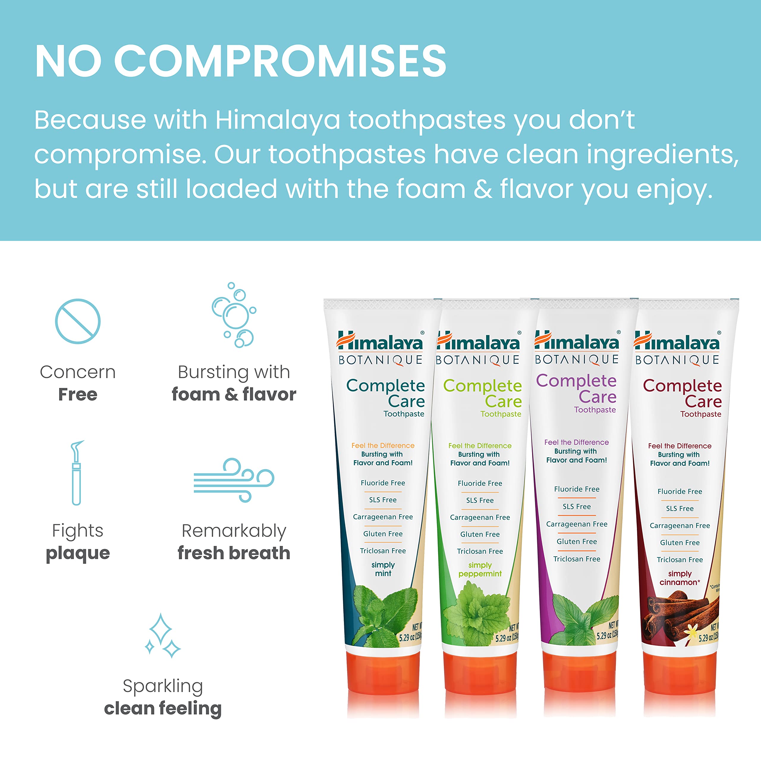 Himalaya Botanique Complete Care Toothpaste – Herbal 4-Pack, Fluoride Free, SLS Free