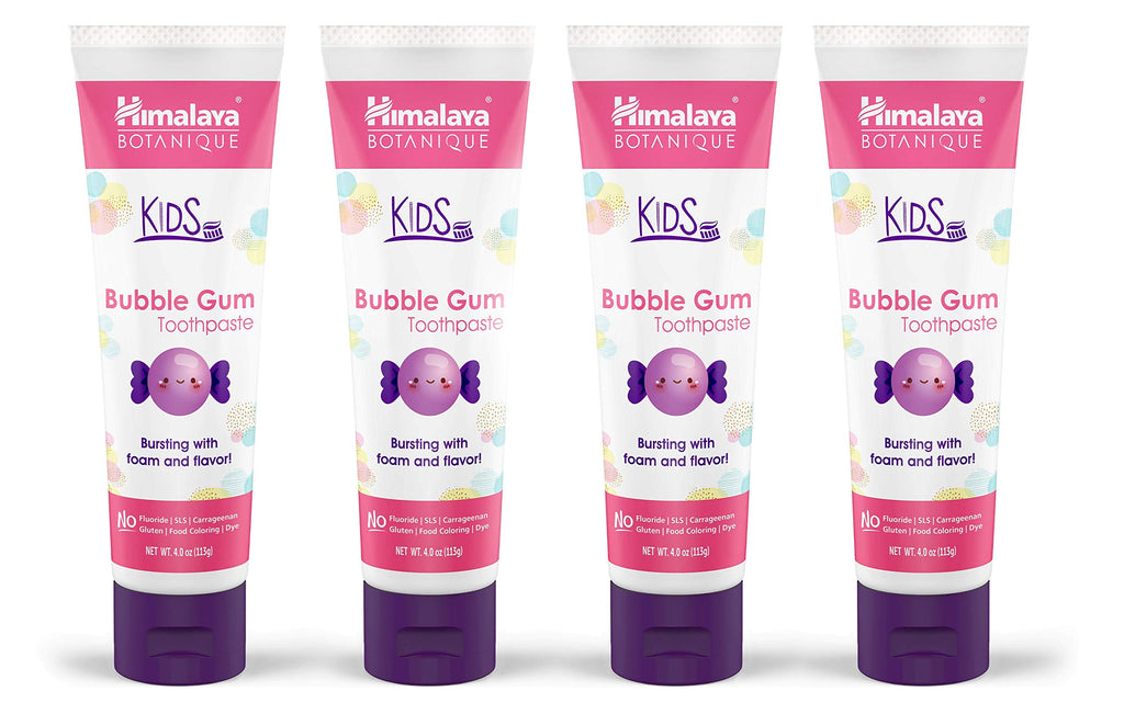 Himalaya Botanique Kids Toothpaste – Herbal, Fluoride Free, Bubble Gum (4 Pack)