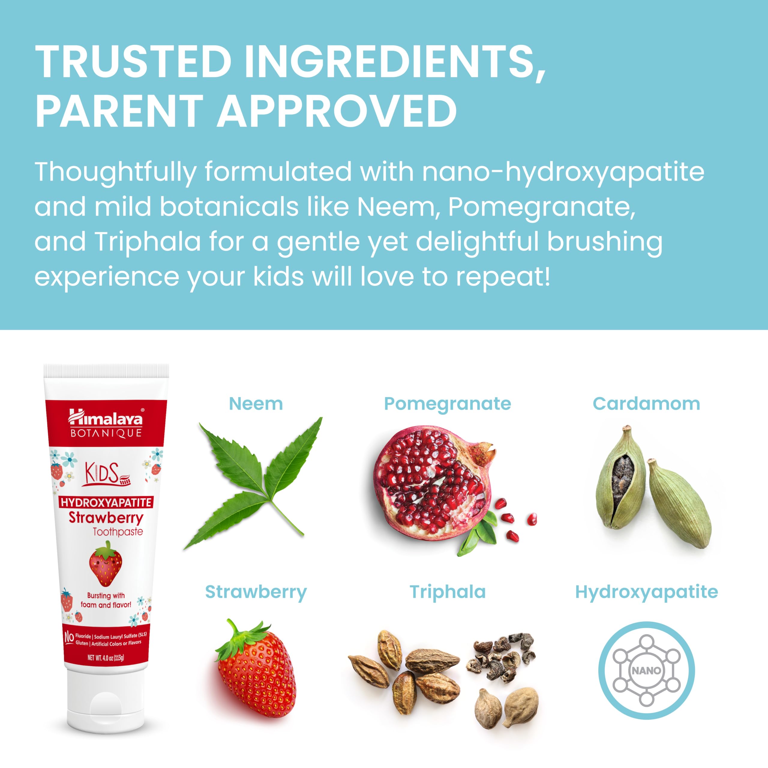 Himalaya Botanique Kids Hydroxyapatite Toothpaste – Strawberry, 4 oz, Fluoride-Free