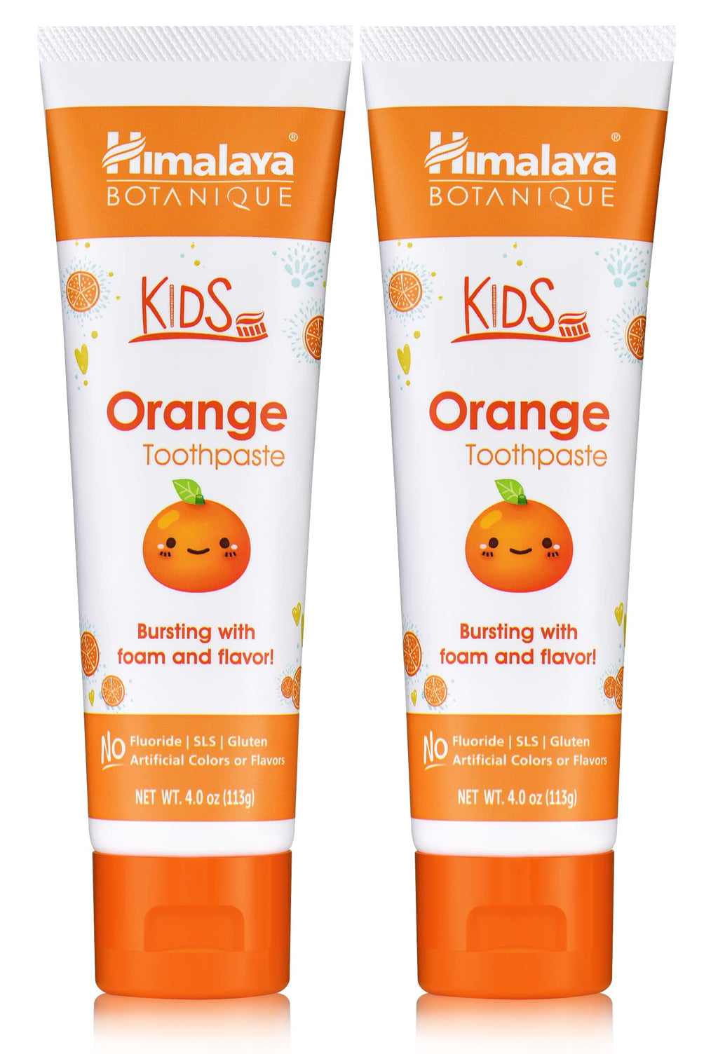 Himalaya Botanique Kids Toothpaste – Fluoride Free, Herbal, Orange Flavor | 4 oz, 2 Pack
