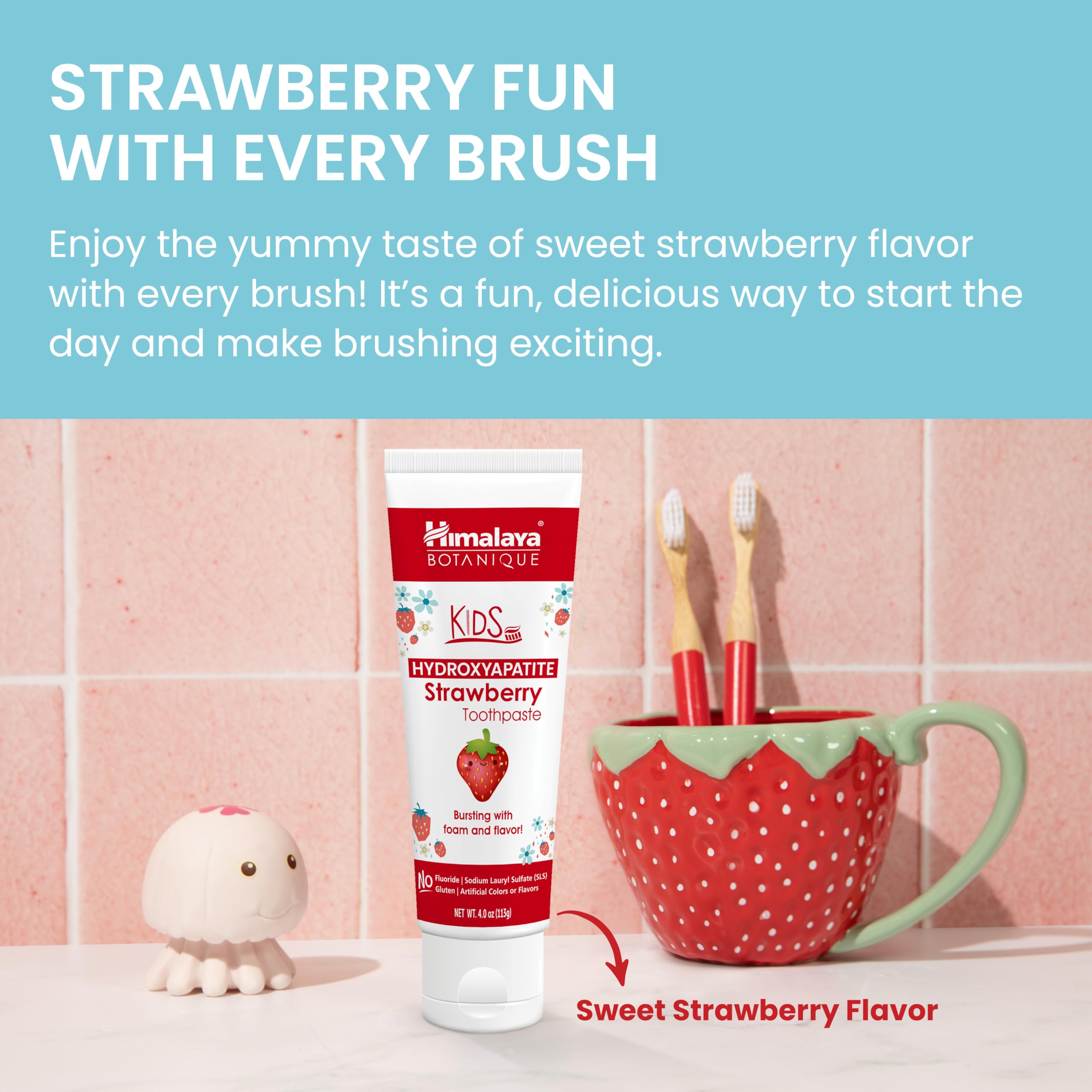 Himalaya Botanique Kids Hydroxyapatite Toothpaste – Strawberry, 4 oz, Fluoride-Free