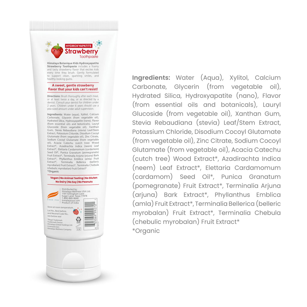 Himalaya Botanique Kids Hydroxyapatite Toothpaste – Strawberry, 4 oz, Fluoride-Free