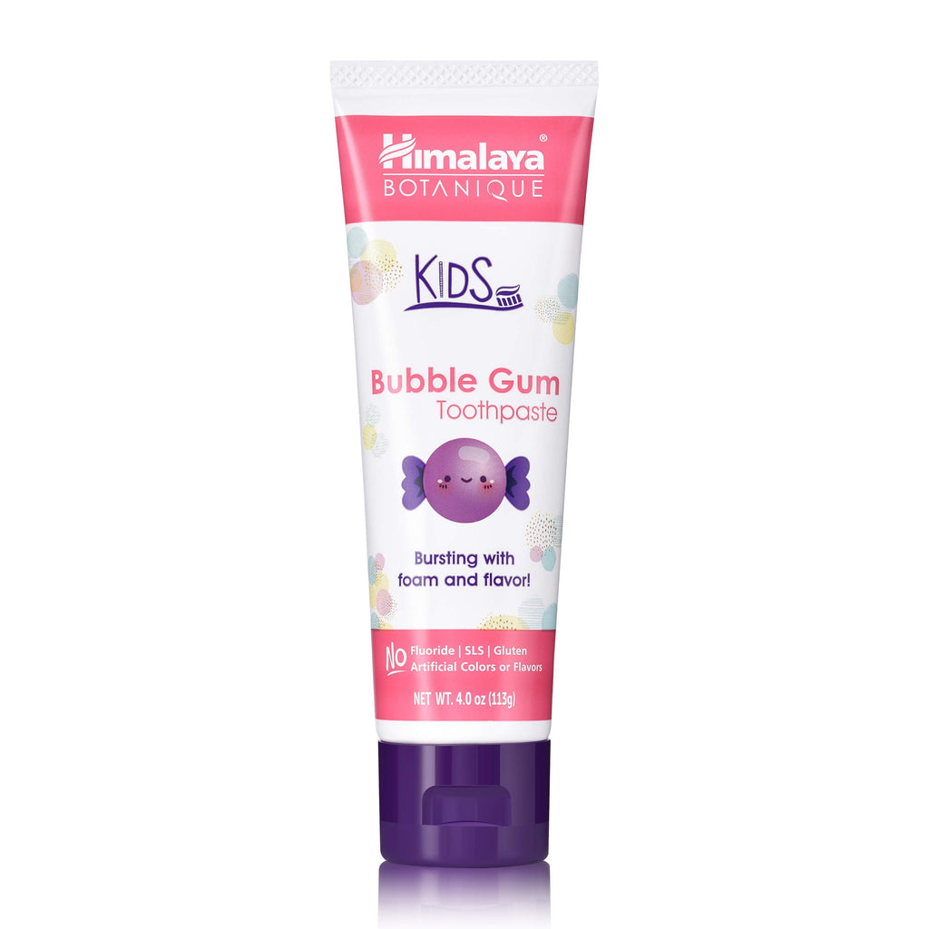 Himalaya Botanique Kids Toothpaste with Xylitol - Bubble Gum, SLS Free, Fluoride Free, 4 oz