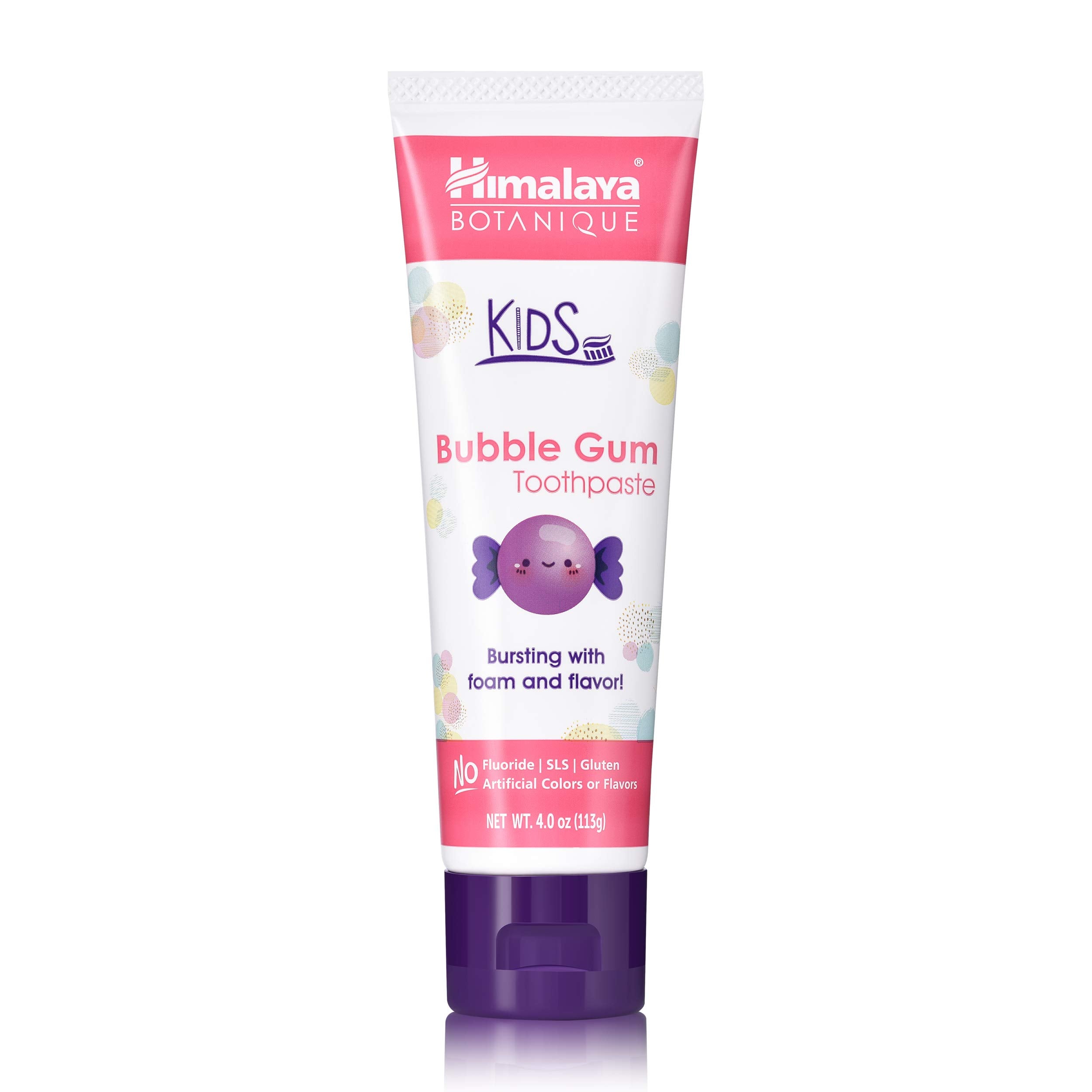 Himalaya Botanique Kids Toothpaste with Xylitol - Bubble Gum, SLS Free, Fluoride Free, 4 oz