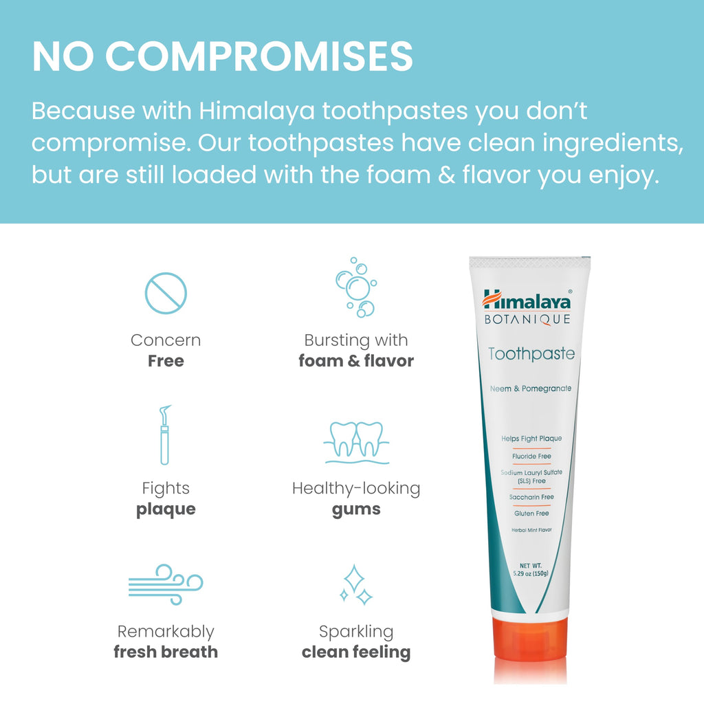 Himalaya Botanique Neem & Pomegranate Toothpaste – Fluoride Free, 2 Pack