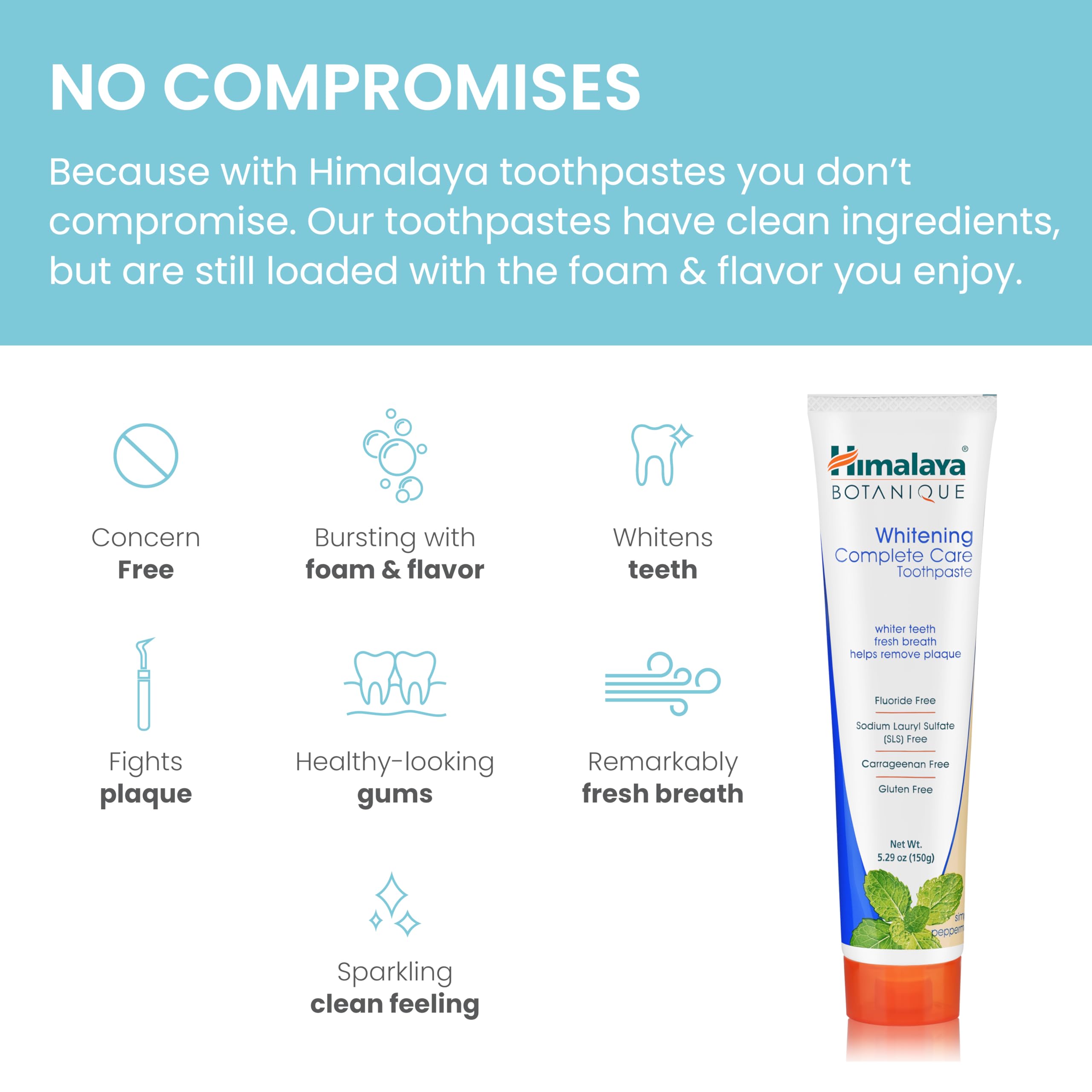 Himalaya Botanique Whitening Complete Care Toothpaste - Peppermint, Fluoride Free, Vegan