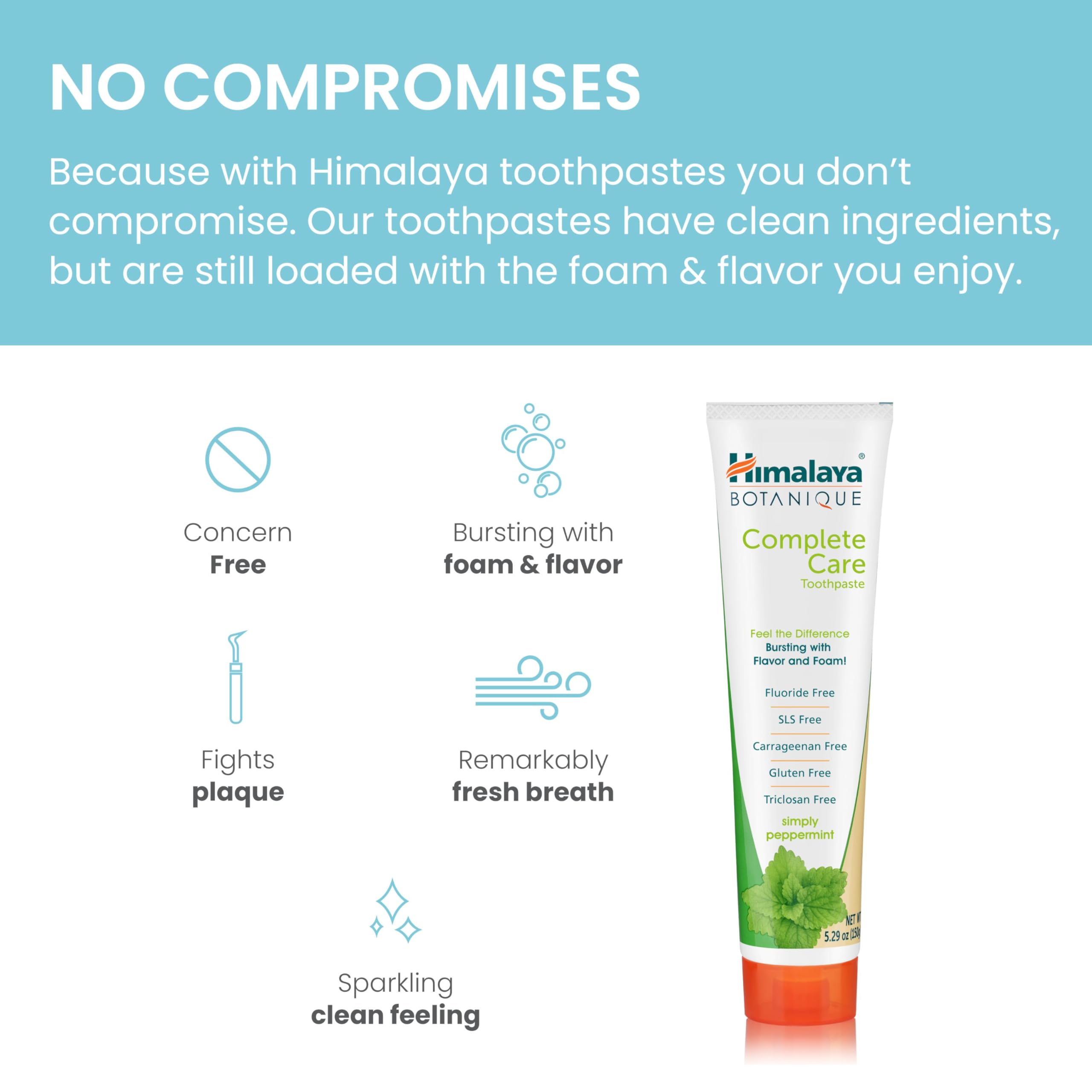 Himalaya Botanique Complete Care Toothpaste - Herbal, Fluoride Free, SLS Free, Cruelty Free | 5.29 oz (4 Pack)
