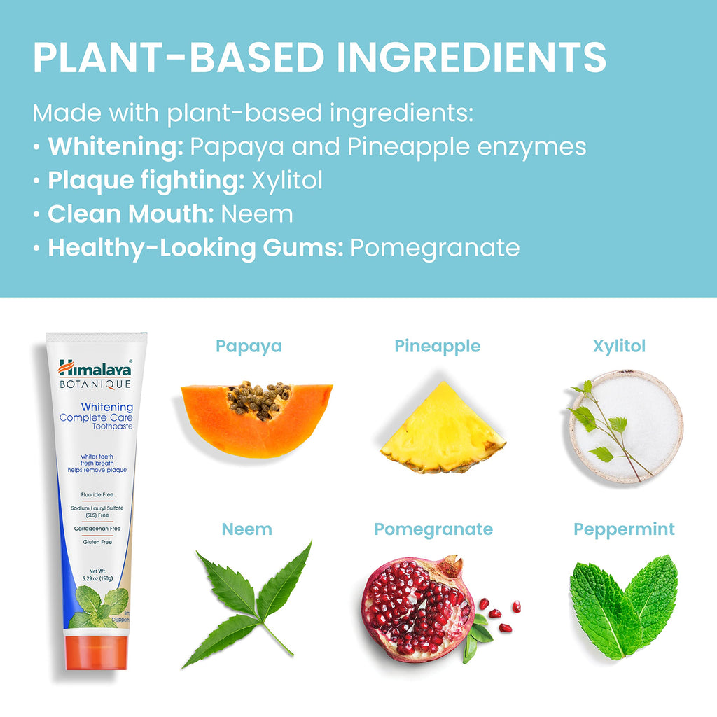 Himalaya Botanique Whitening Complete Care Toothpaste - Peppermint, Fluoride Free, Vegan