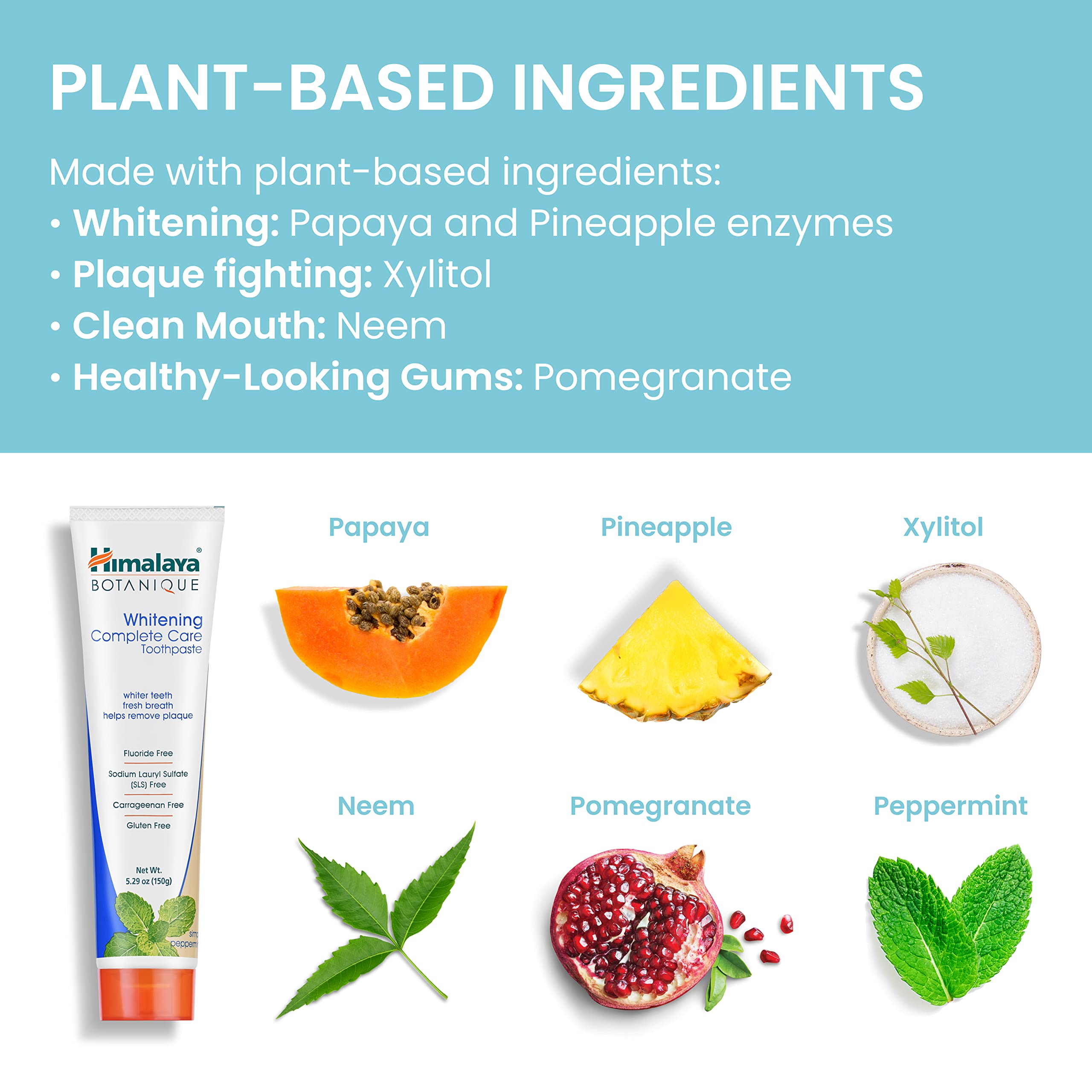 Himalaya Botanique Whitening Complete Care Toothpaste - Peppermint, Fluoride Free, Vegan