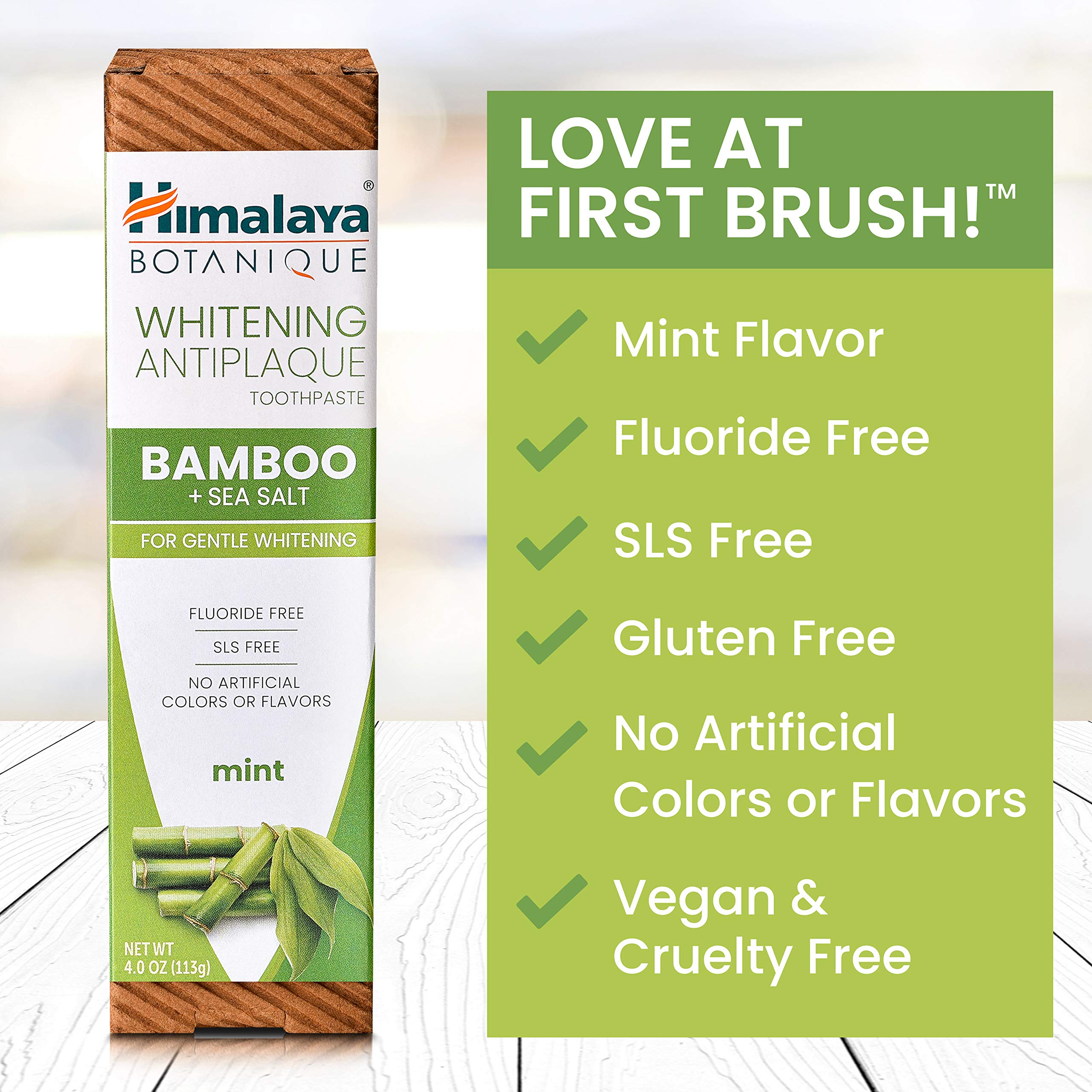 Himalaya Botanique Whitening Antiplaque Toothpaste – Bamboo & Sea Salt, Fluoride Free