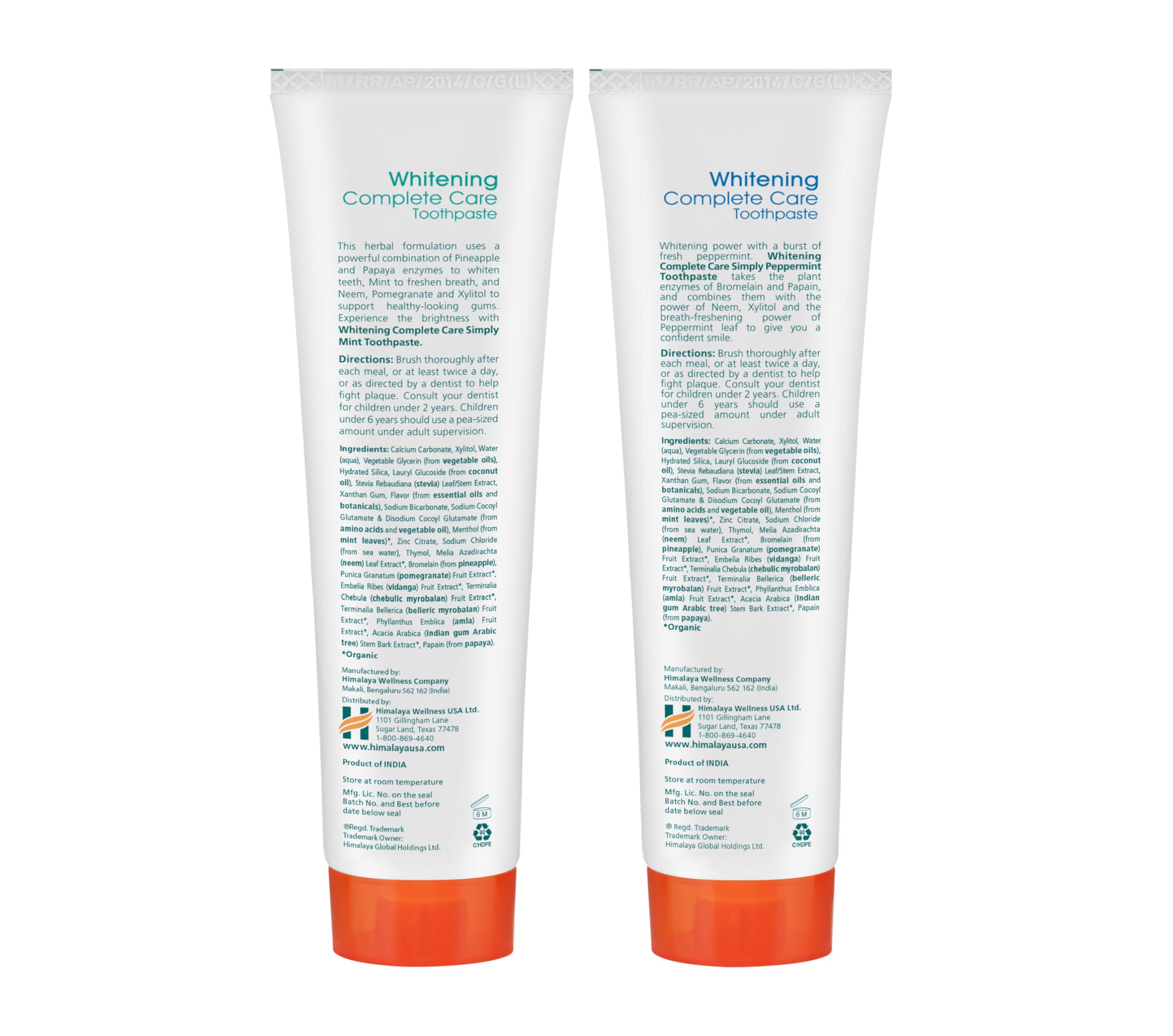 Himalaya Botanique Whitening Complete Care Toothpaste – Mint & Peppermint, Fluoride-Free