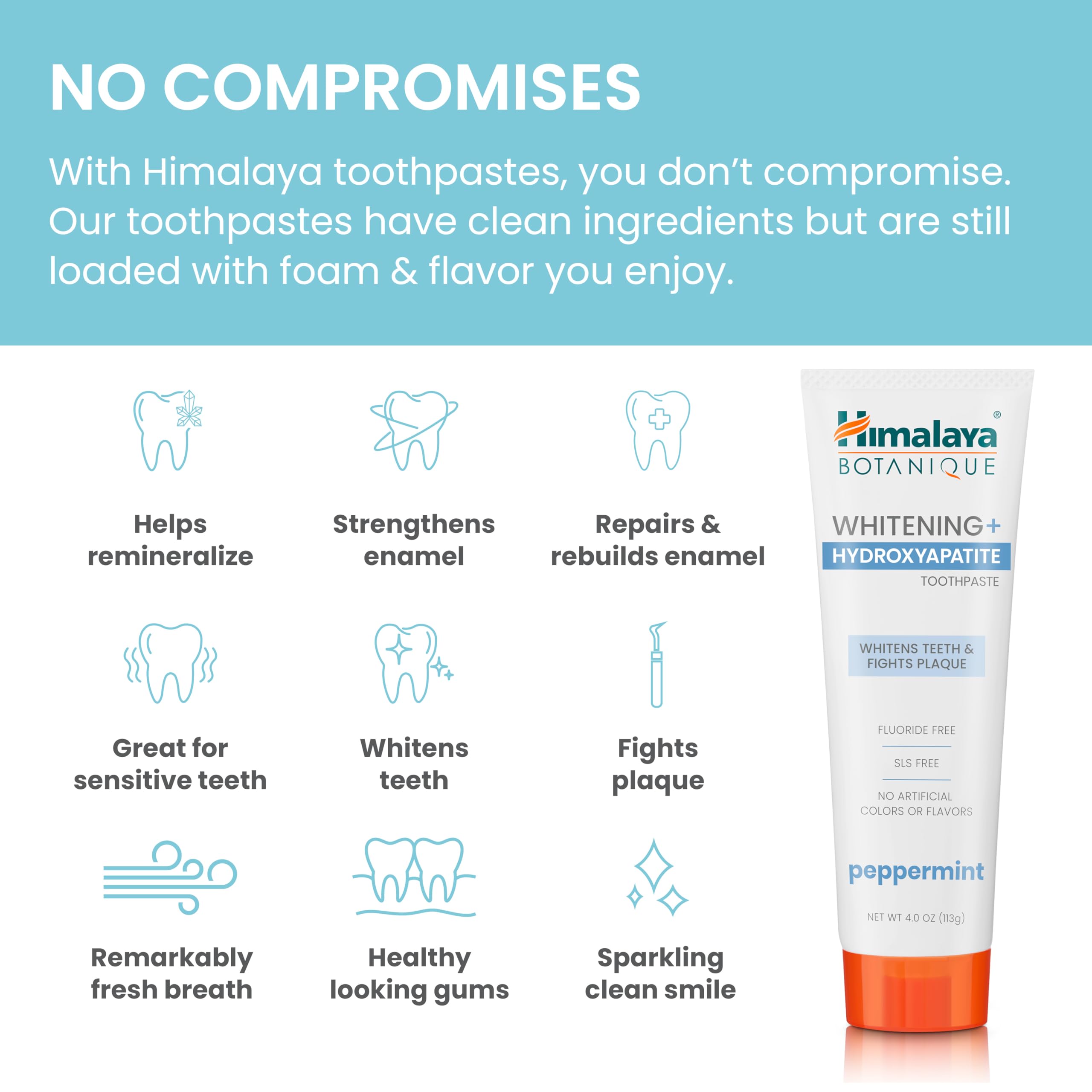 Himalaya Botanique Whitening Toothpaste with Nano Hydroxyapatite - Peppermint, 4 oz