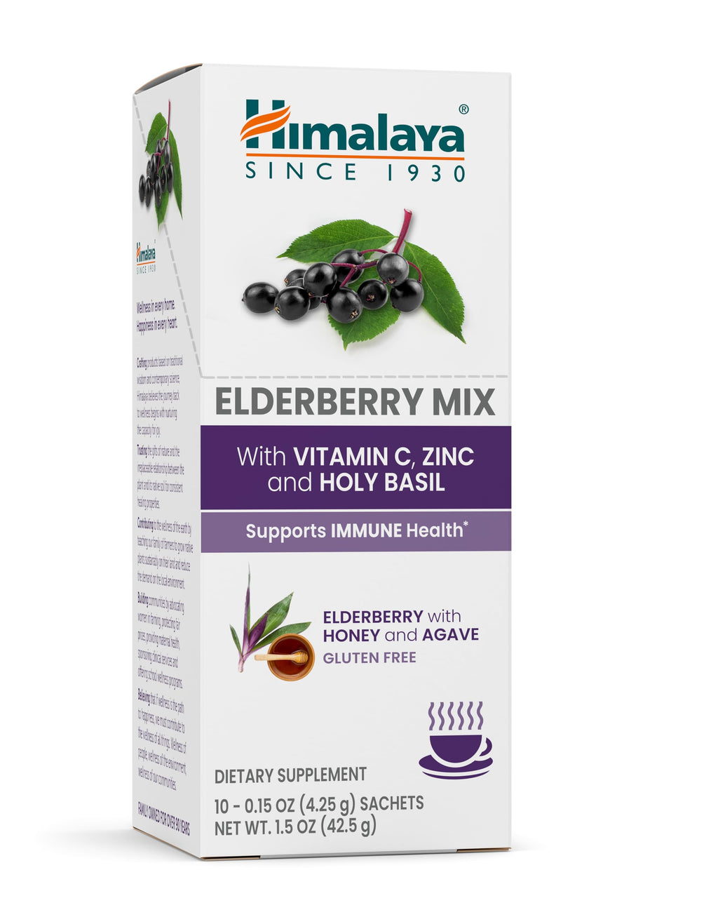Himalaya Elderberry Mix – Immune Support Drink Mix with Elderberry, Zinc, Vitamin C & Holy Basil | 10-Pack, Caffeine Free, Gluten Free