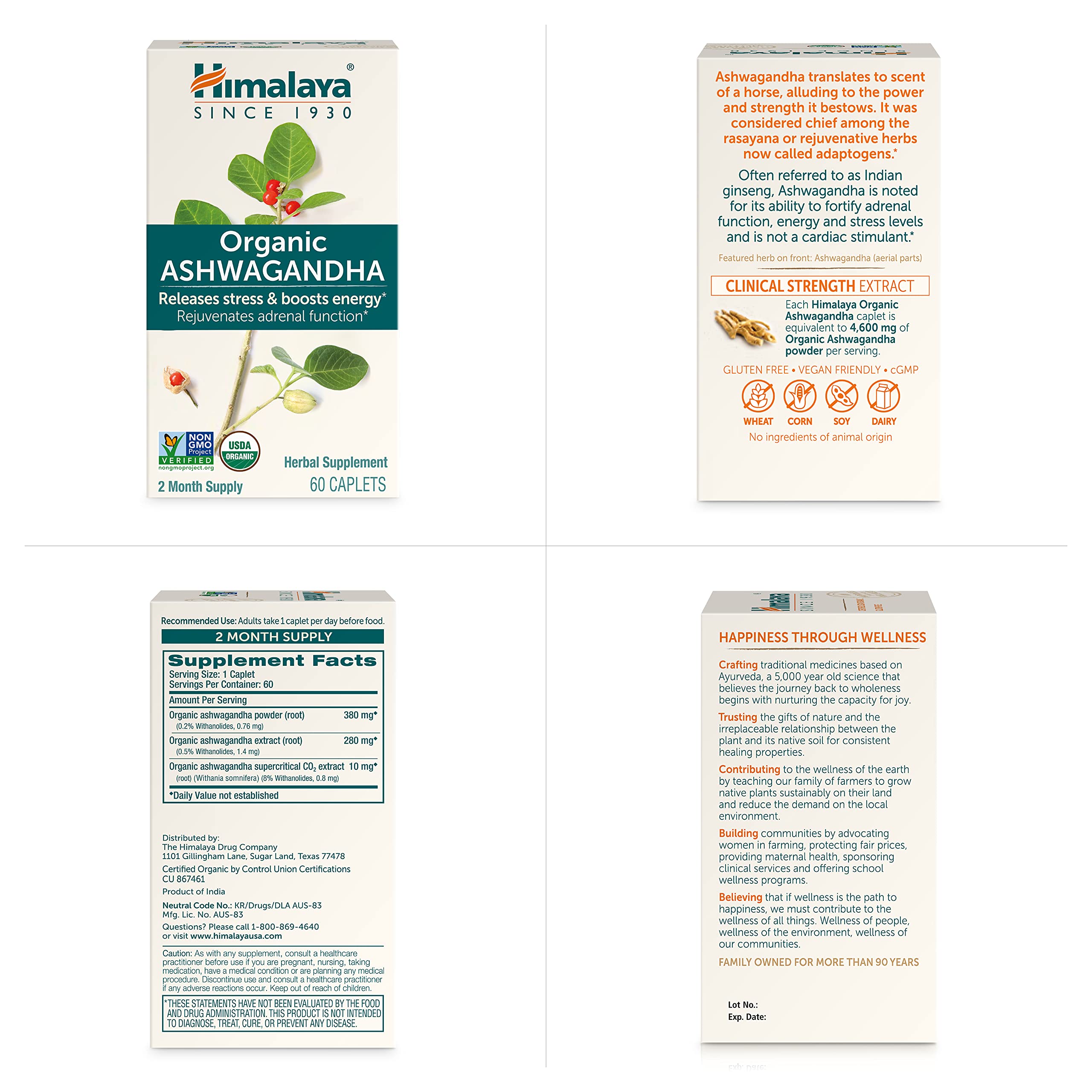 Himalaya Organic Ashwagandha Root – 120 Day Supply | Stress Relief & Energy Support