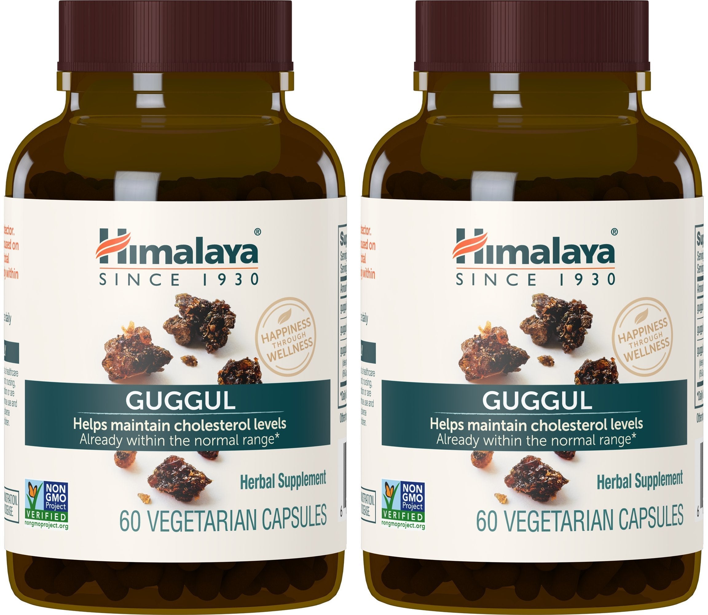 Himalaya Guggul - Cholesterol Support (LDL, HDL & Triglycerides) 750 mg, 60 Vegetarian Capsules, 1 Month Supply, 2 Pack