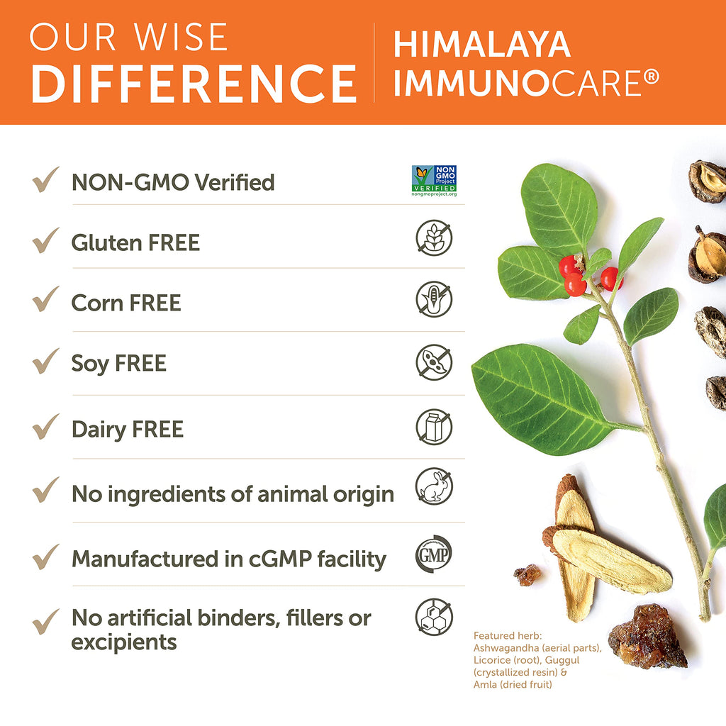 Himalaya ImmunoCare 60 Day Supply – Herbal Immune Support (Ashwagandha & Amla) | Vegan