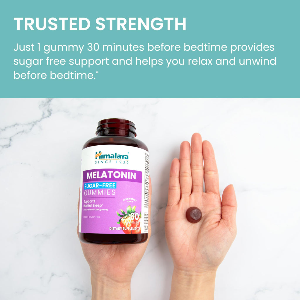 Himalaya Melatonin Sugar-Free Gummies – Restful Sleep, 3 mg, Vegan & Gluten-Free, 60 Gummies