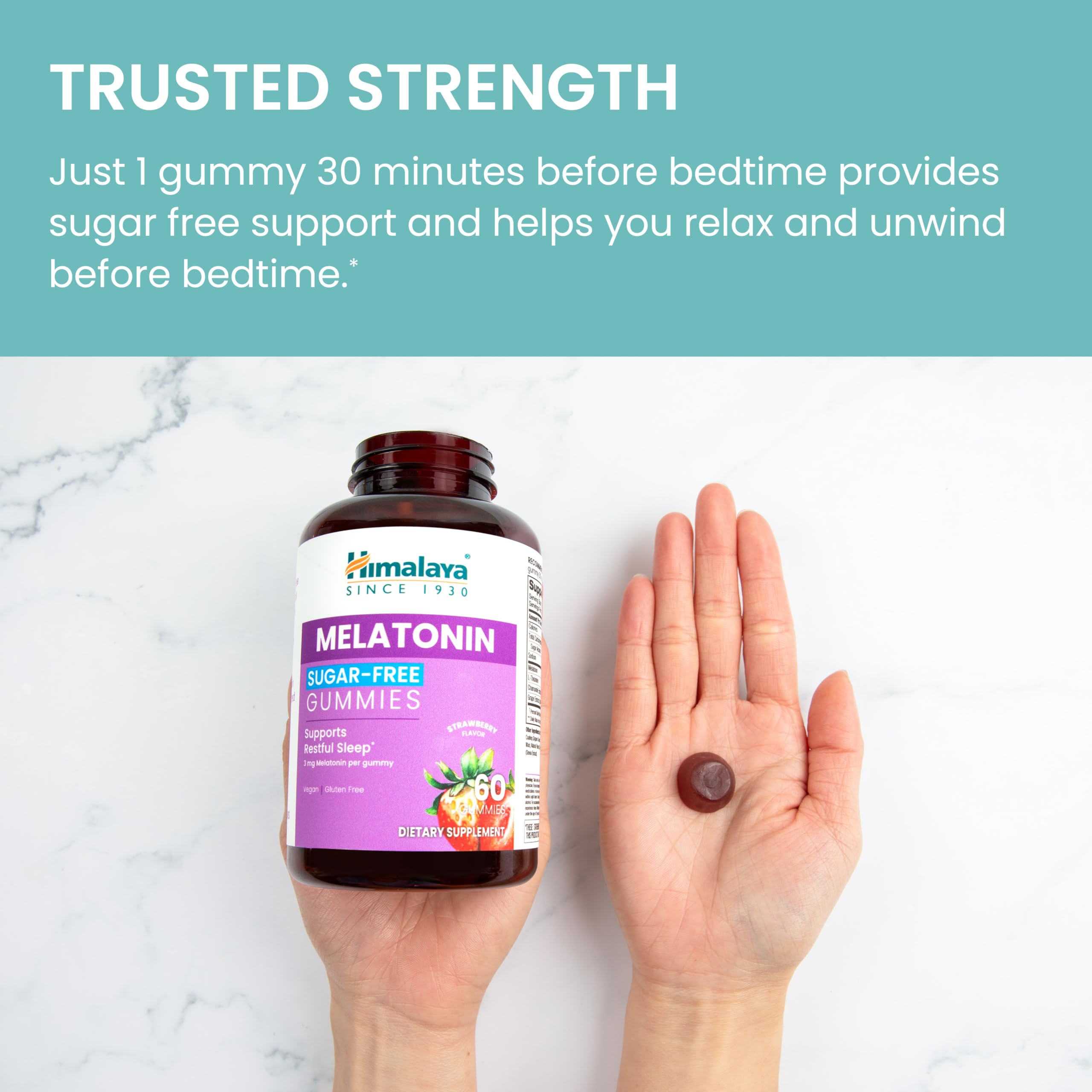Himalaya Melatonin Sugar-Free Gummies – Restful Sleep, 3 mg, Vegan & Gluten-Free, 60 Gummies