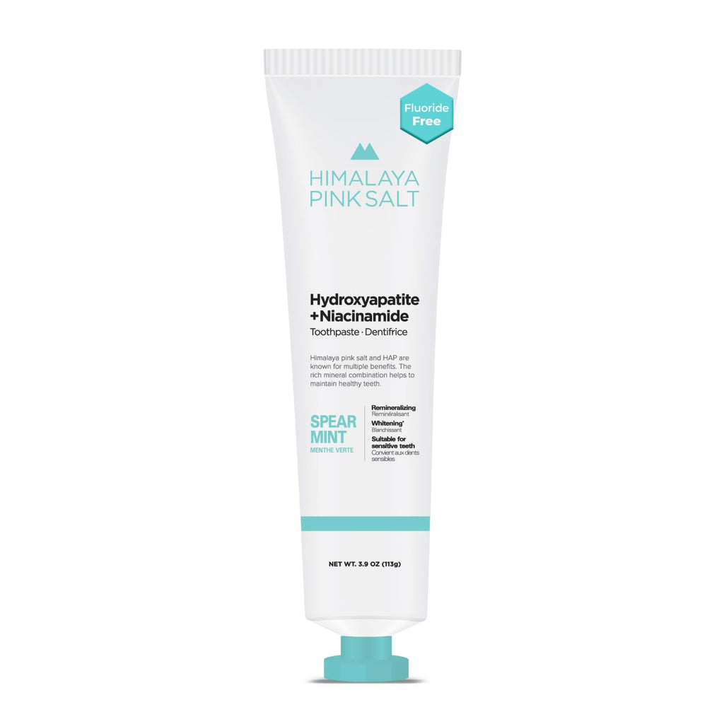 HIMALAYA PINKSALT Fluoride-Free HAP Toothpaste – Niacinamide, Spearmint, 3.9 oz