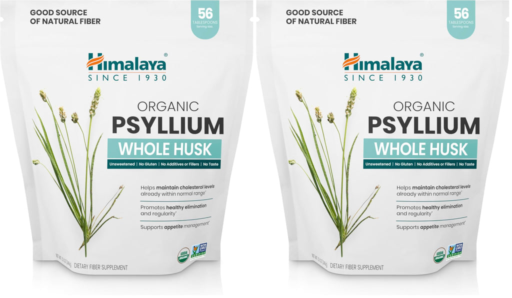Himalaya Organic Psyllium Whole Husk – 2-Pack, 56 Tbsp, Unflavored, USDA Organic, Non-GMO Fiber Supplement