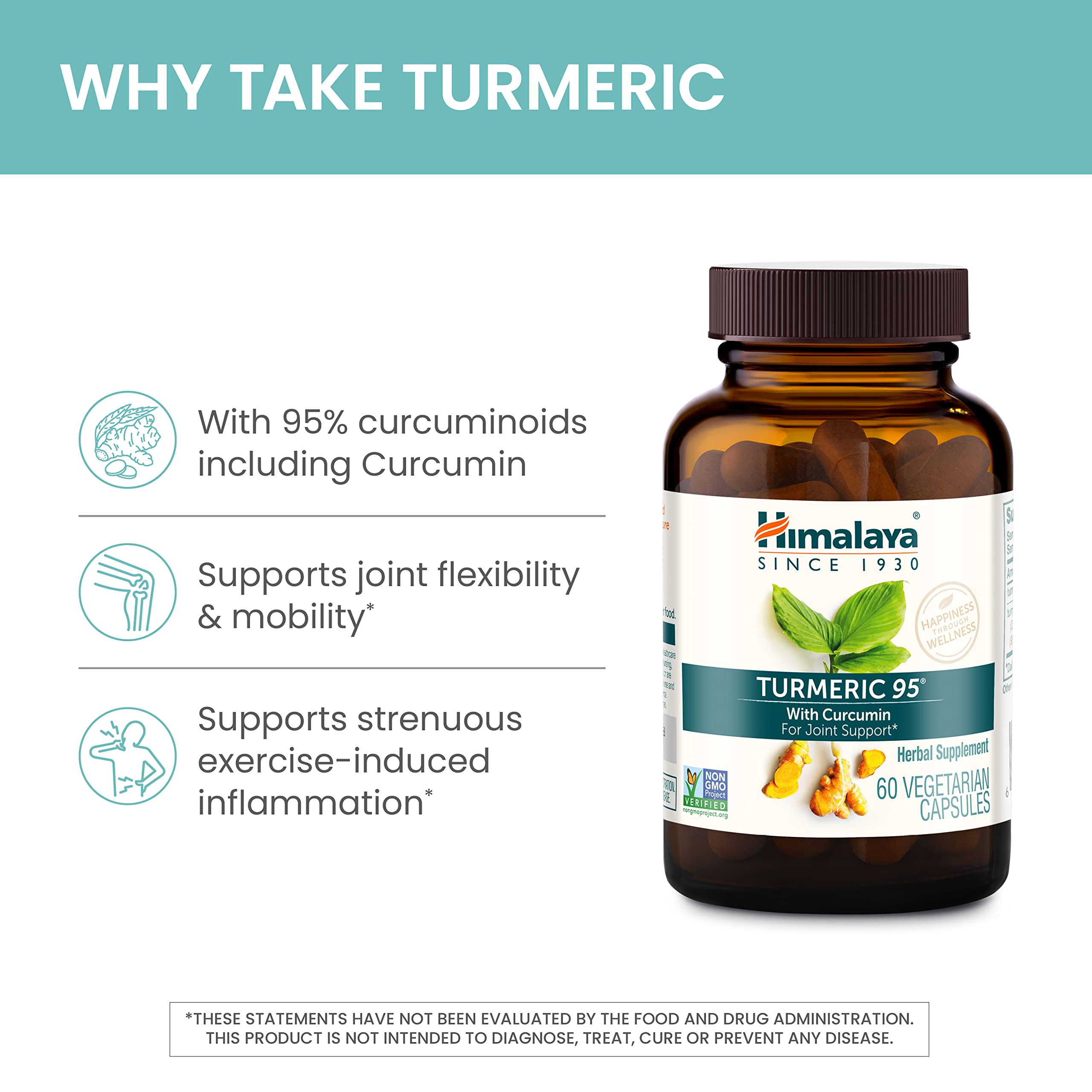 Himalaya Turmeric 95 – 600 mg, 30 Capsules | Joint Support, 95% Curcuminoids