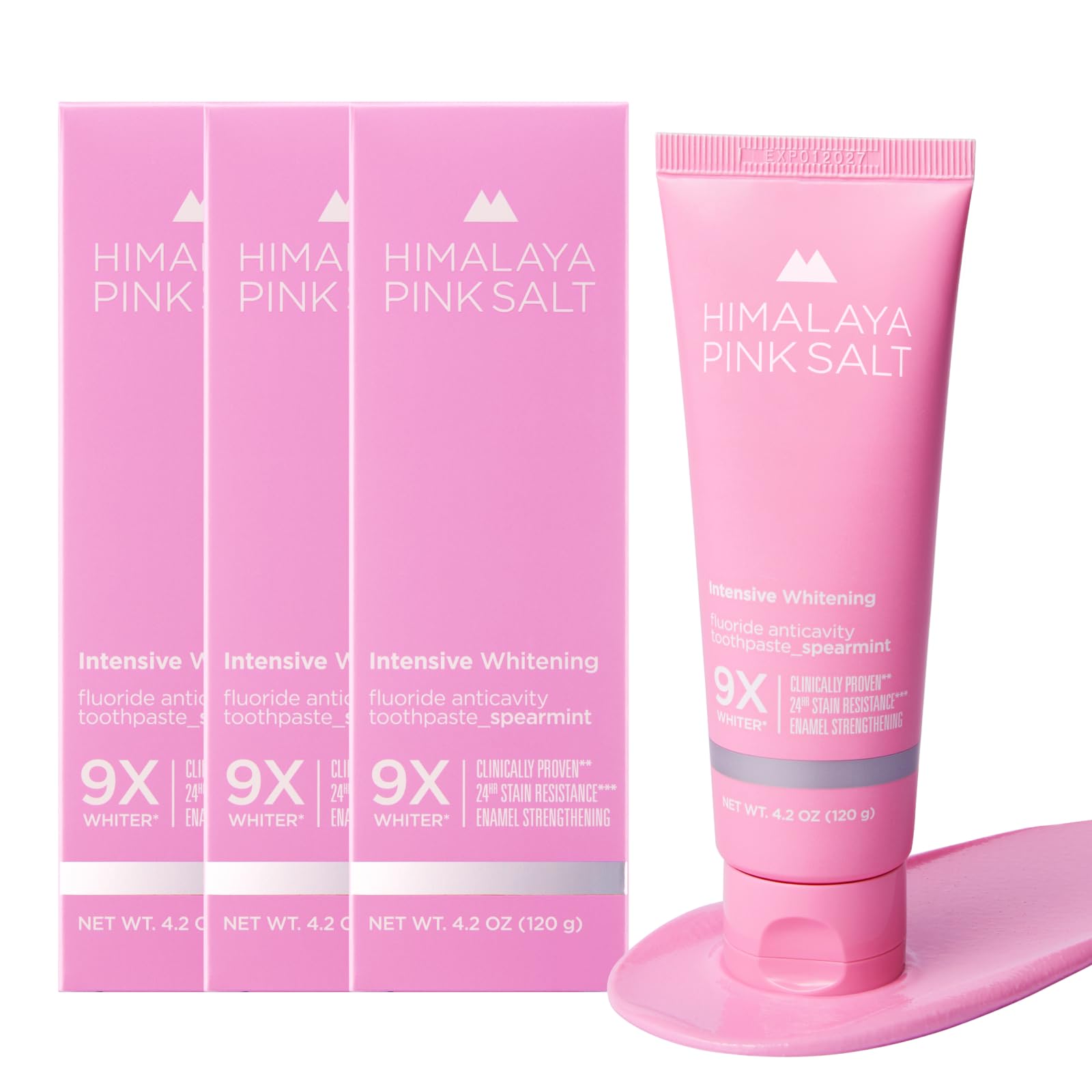 HIMALAYA PINKSALT Intensive Whitening Toothpaste – Spearmint, 4.2 oz (3 Packs)