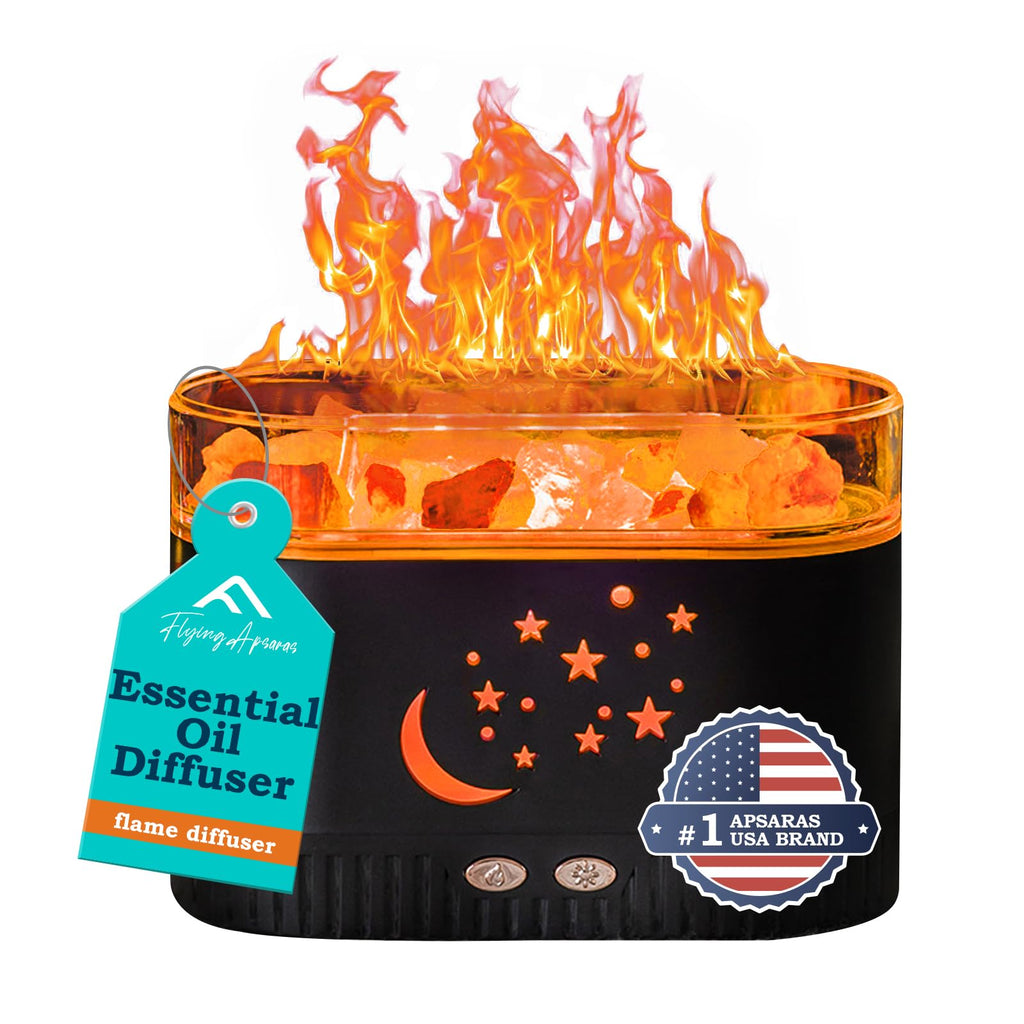 Himalayan Salt Lamp Diffuser 7-Color Flame • 200mL Humidifier & Aroma Diffuser