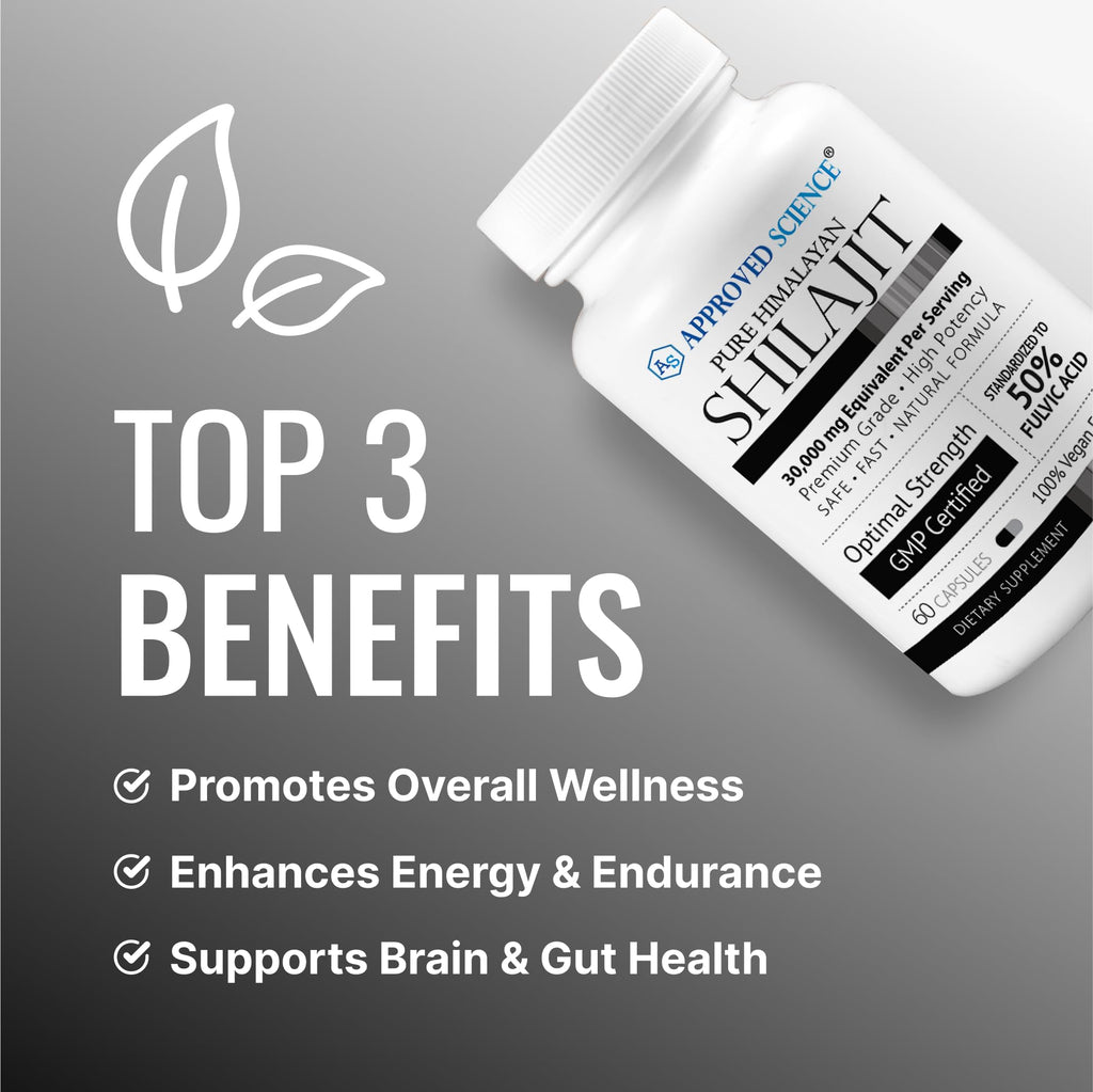 Approved Science Himalayan Shilajit: 50% Fulvic, 30:1 Extract, 360 Capsules