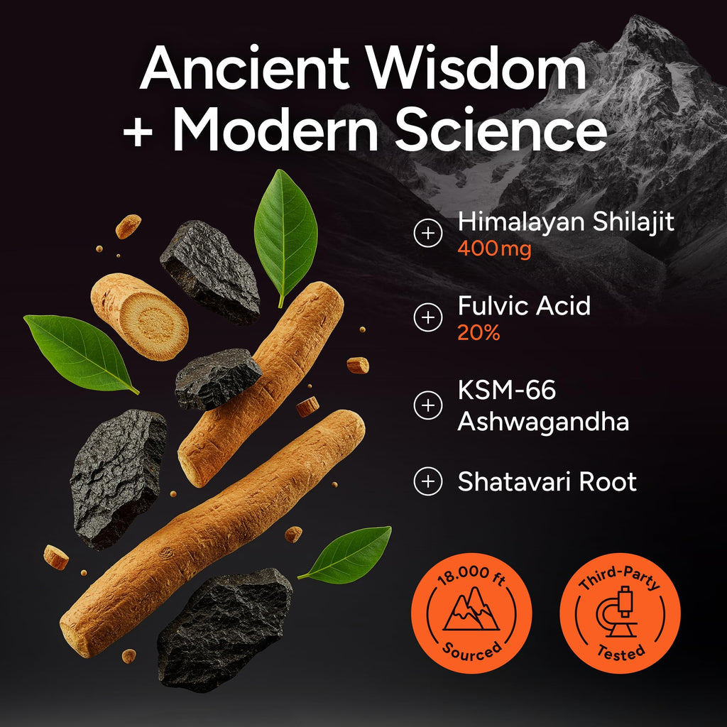 Himalayan Shilajit Gummies with KSM-66 Ashwagandha – Energy Support 60ct