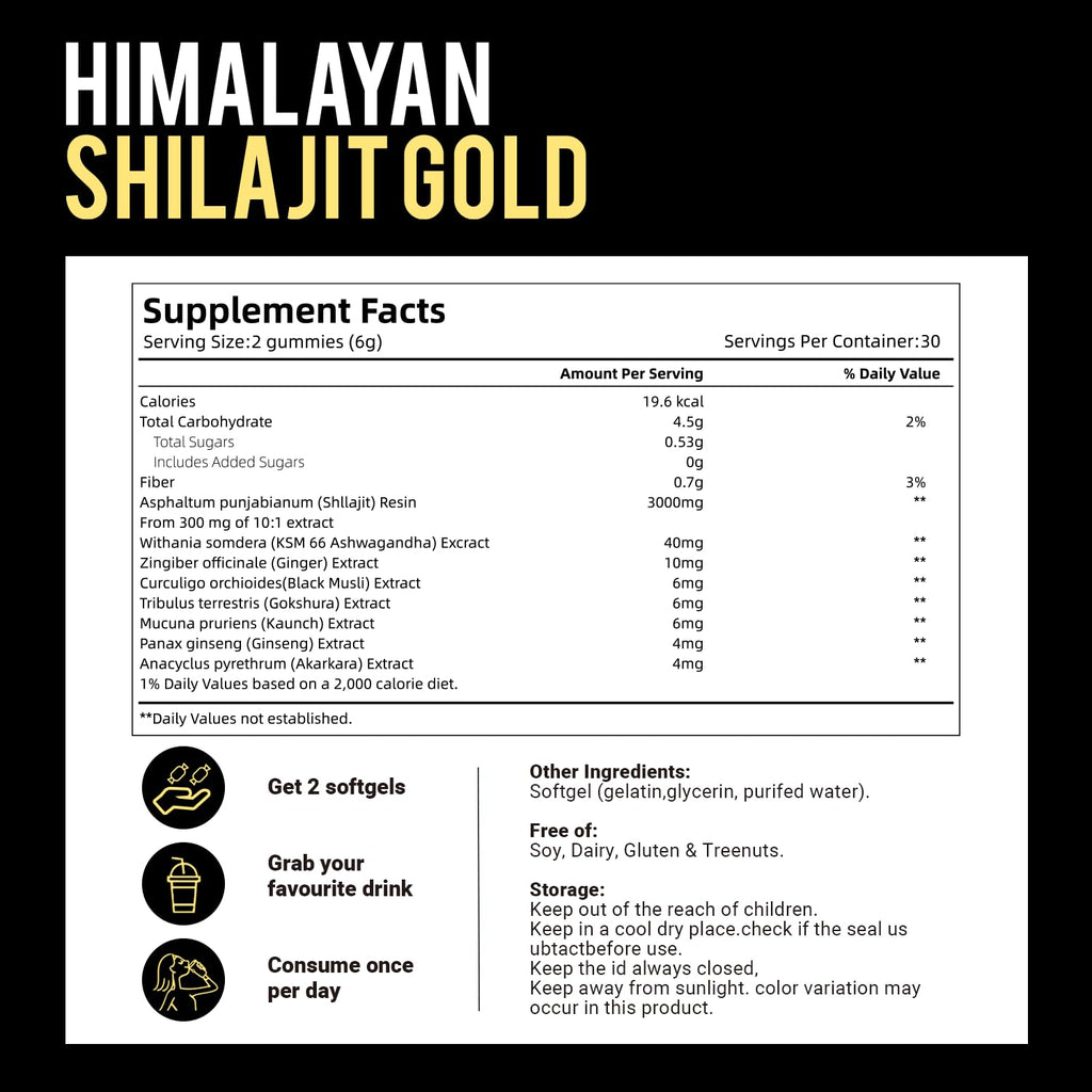 VivoNu Himalayan Shilajit Gummies: Ashwagandha & Gokshura | Organic, Non-GMO