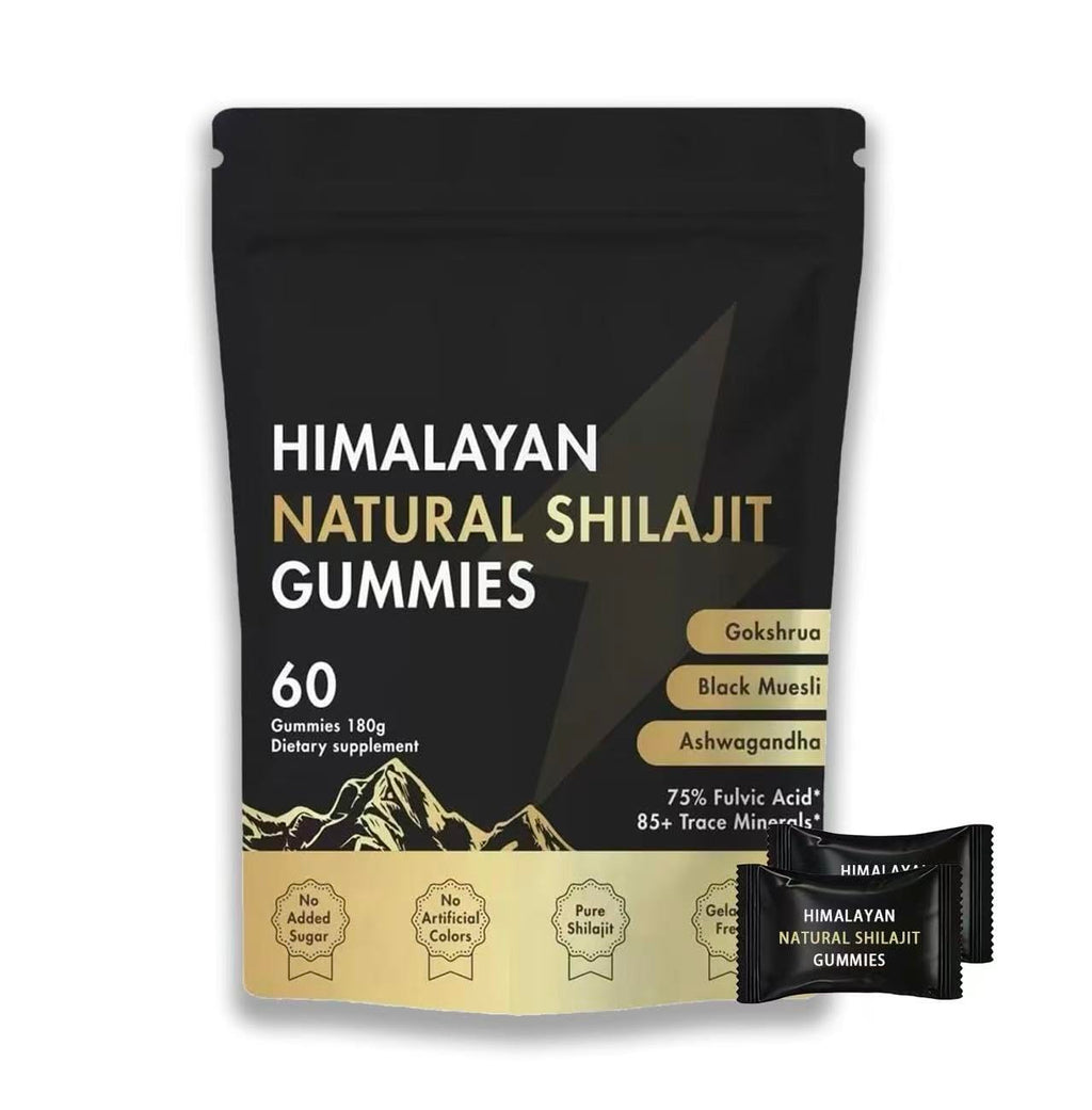 Himalayan Shilajit Gummies with Ashwagandha & Gokshura | 85+ Minerals & Fulvic Acid