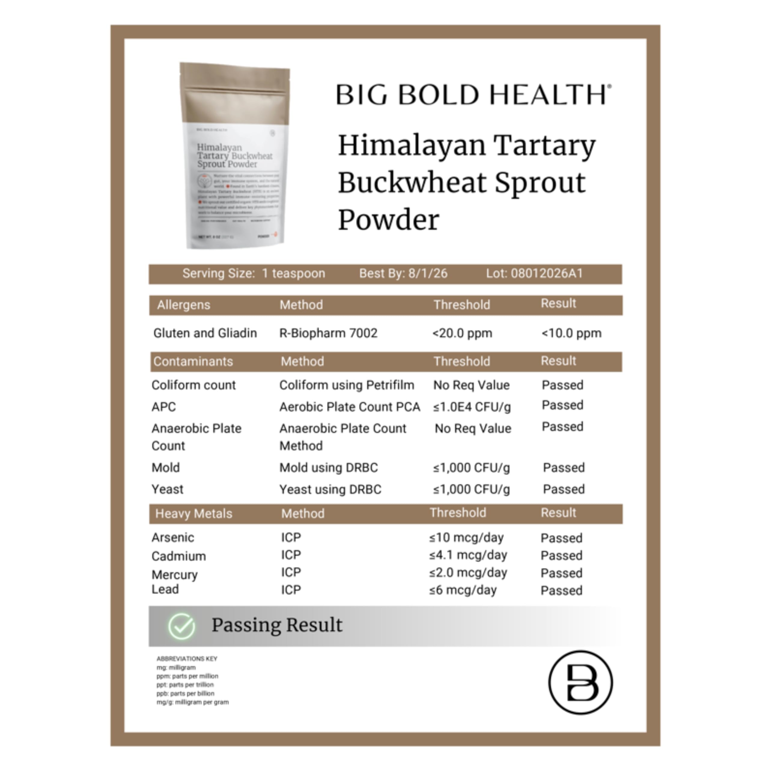 BIG BOLD HEALTH Himalayan Tartary Buckwheat Sprout Powder — Immune-Supporting Superfood
