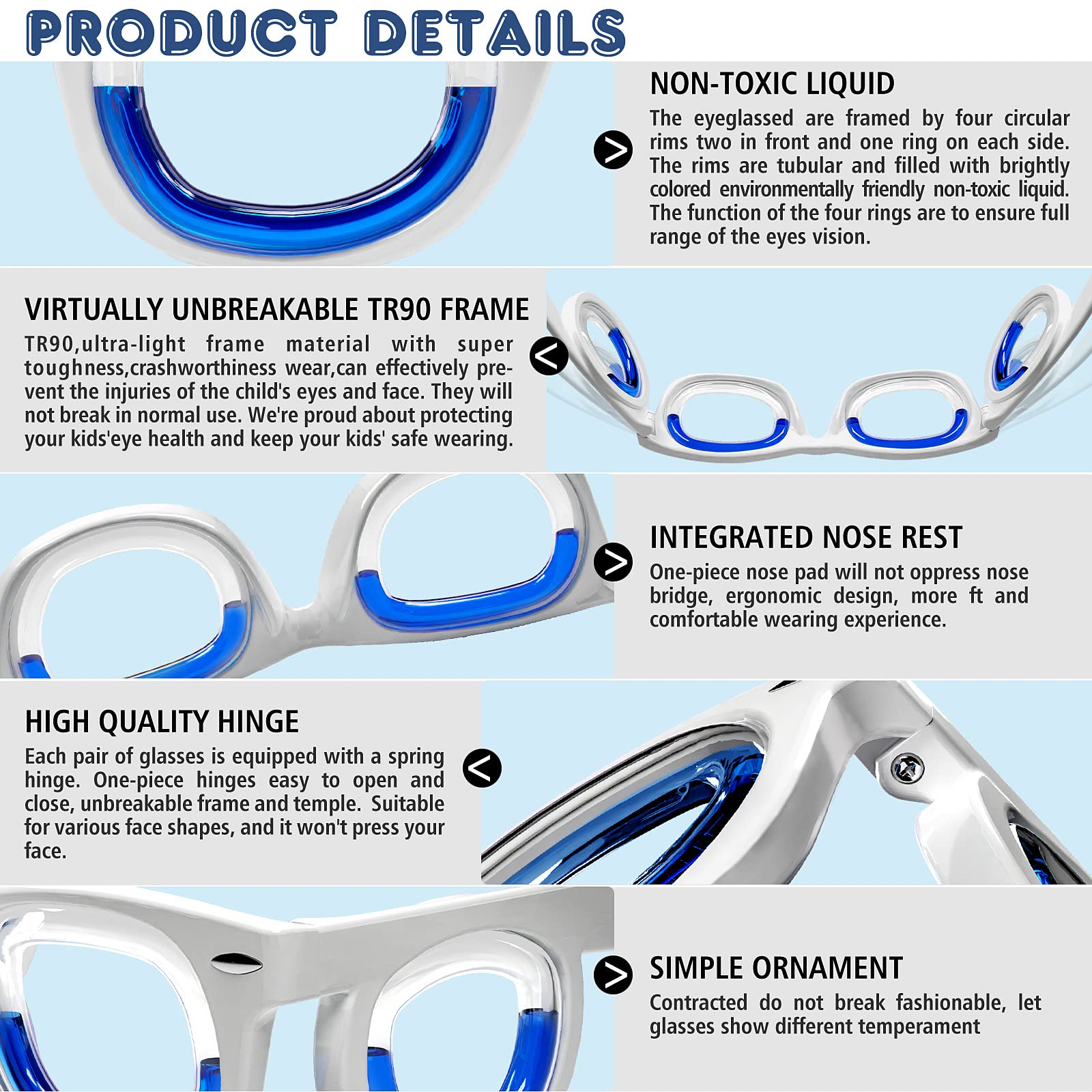 Hion Kids Anti-Motion Sickness Smart Glasses (3-8 Years) – Ultra-Light Travel Glasses for Nausea Relief (White)