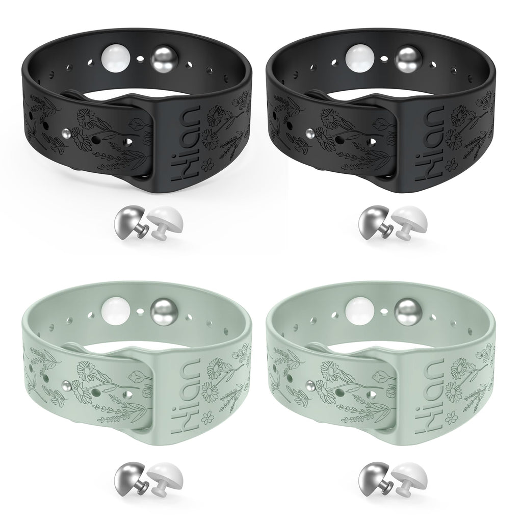Hion Motion Sickness Bracelets — 2 Pairs (Black + Beryl) Acupressure Nausea Bands