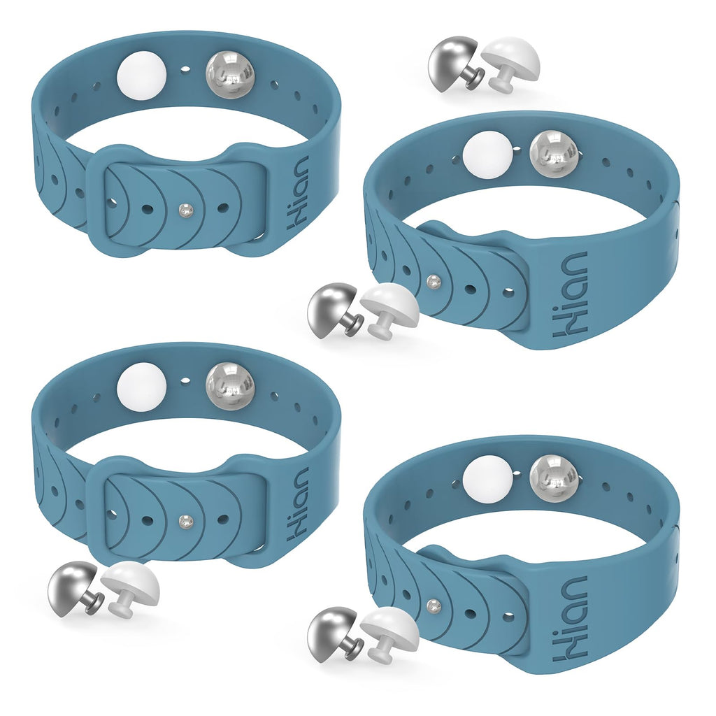 Hion Motion Sickness Bracelets – 2 Pairs Blue Acupressure Nausea Bands