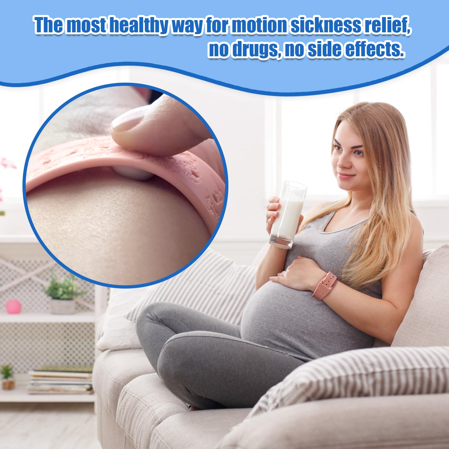 Hion Motion Sickness Bracelets – 3 Pairs Blue Sea Sickness Wristbands | Acupressure Nausea Bands