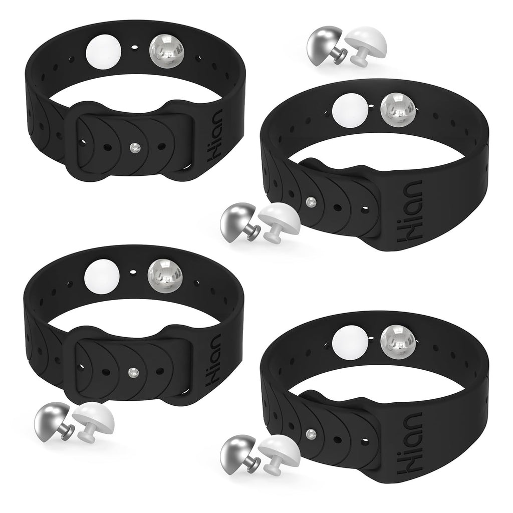 Hion Motion Sickness Bracelets – 2 Pairs Black Acupressure Wristbands for Travel, Morning Sickness & Pregnancy Nausea