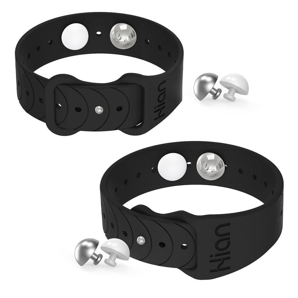 Hion Motion Sickness Bracelets – Nausea Relief Wristbands for Travel & Morning Sickness (1 Pair, Black)