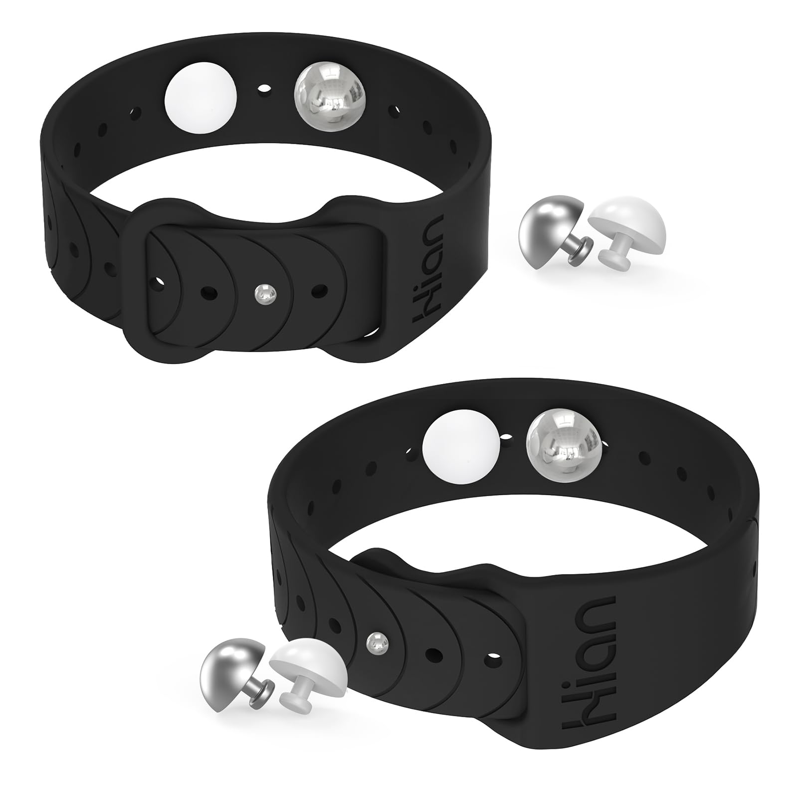 Hion Motion Sickness Bracelets – Nausea Relief Wristbands for Travel & Morning Sickness (1 Pair, Black)