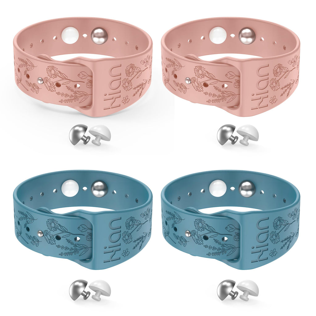 Hion Motion Sickness Bracelets – Natural Acupressure Nausea Bands (2 Pairs, Blue + Pink)