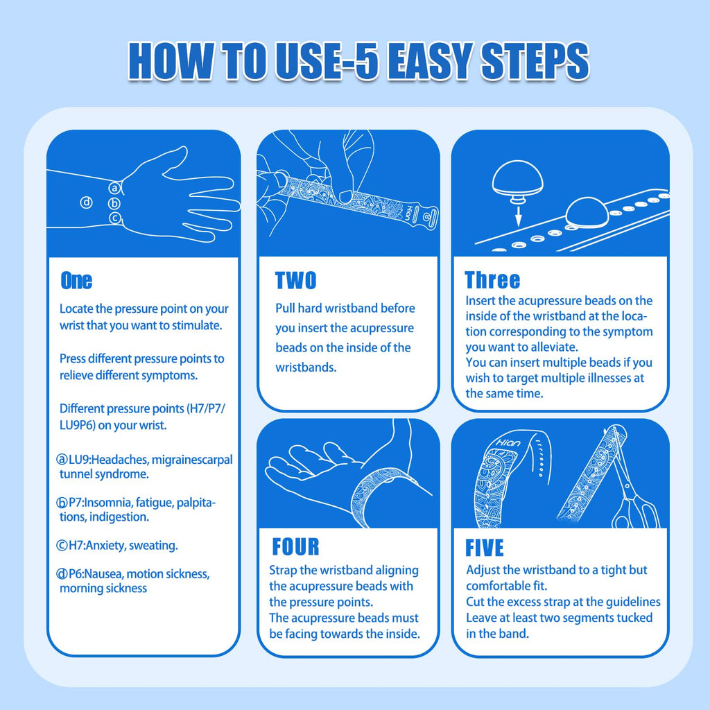 Hion Motion Sickness Bracelets – 3-Pair Acupressure Wristbands for Motion, Morning, and Pregnancy Nausea